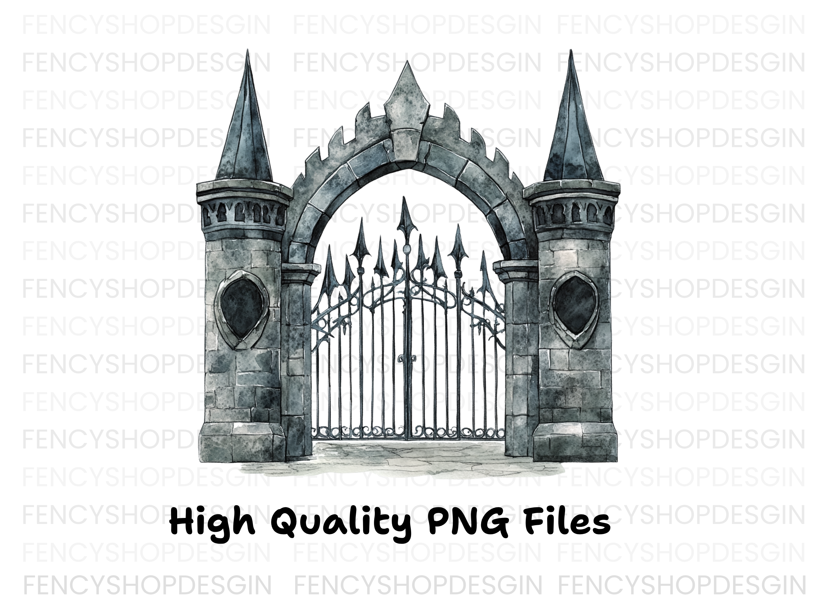 Medieval Stone Gate Clipart Bundle