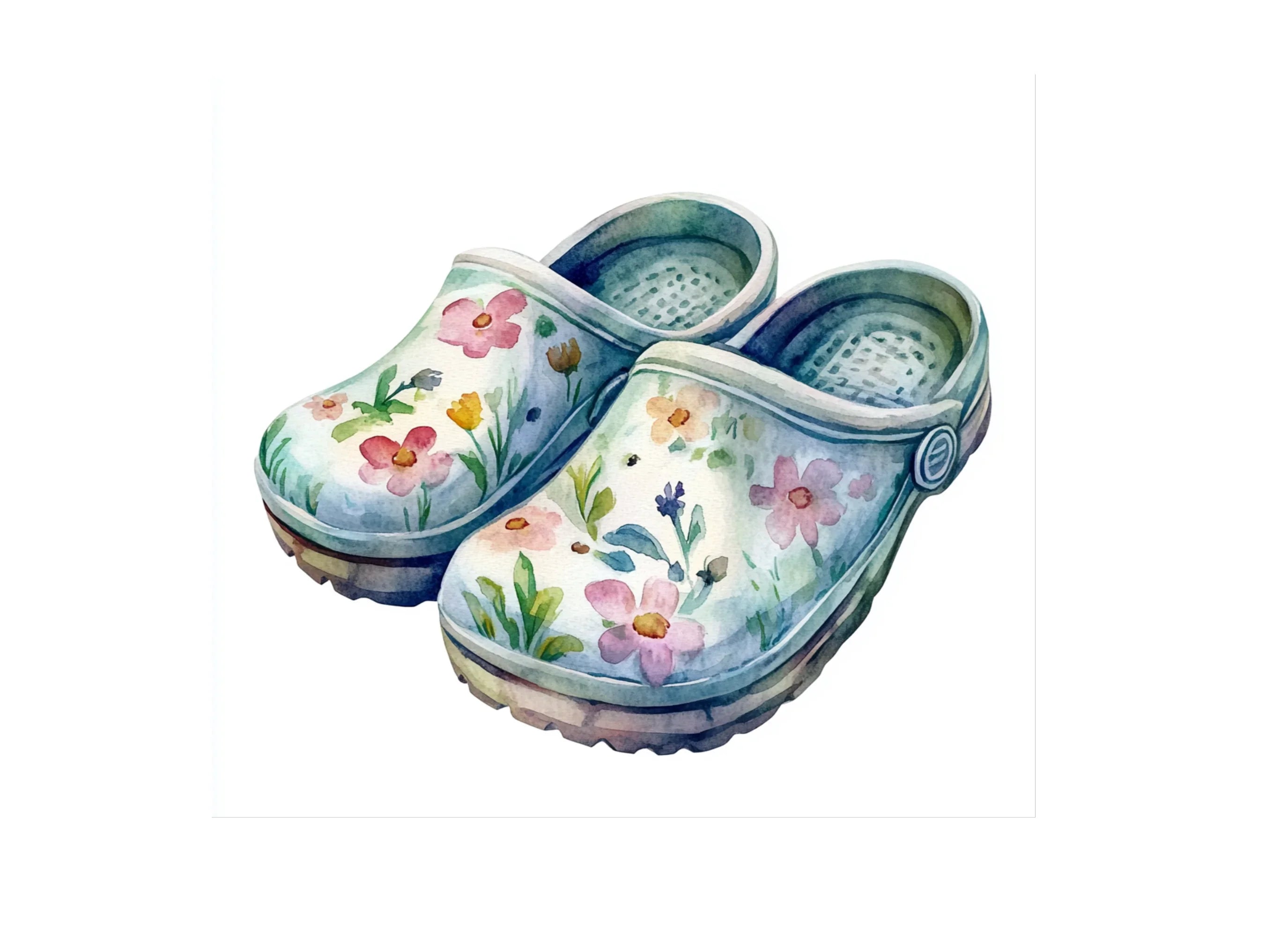 Pastel Floral Clogs Clipart Bundle
