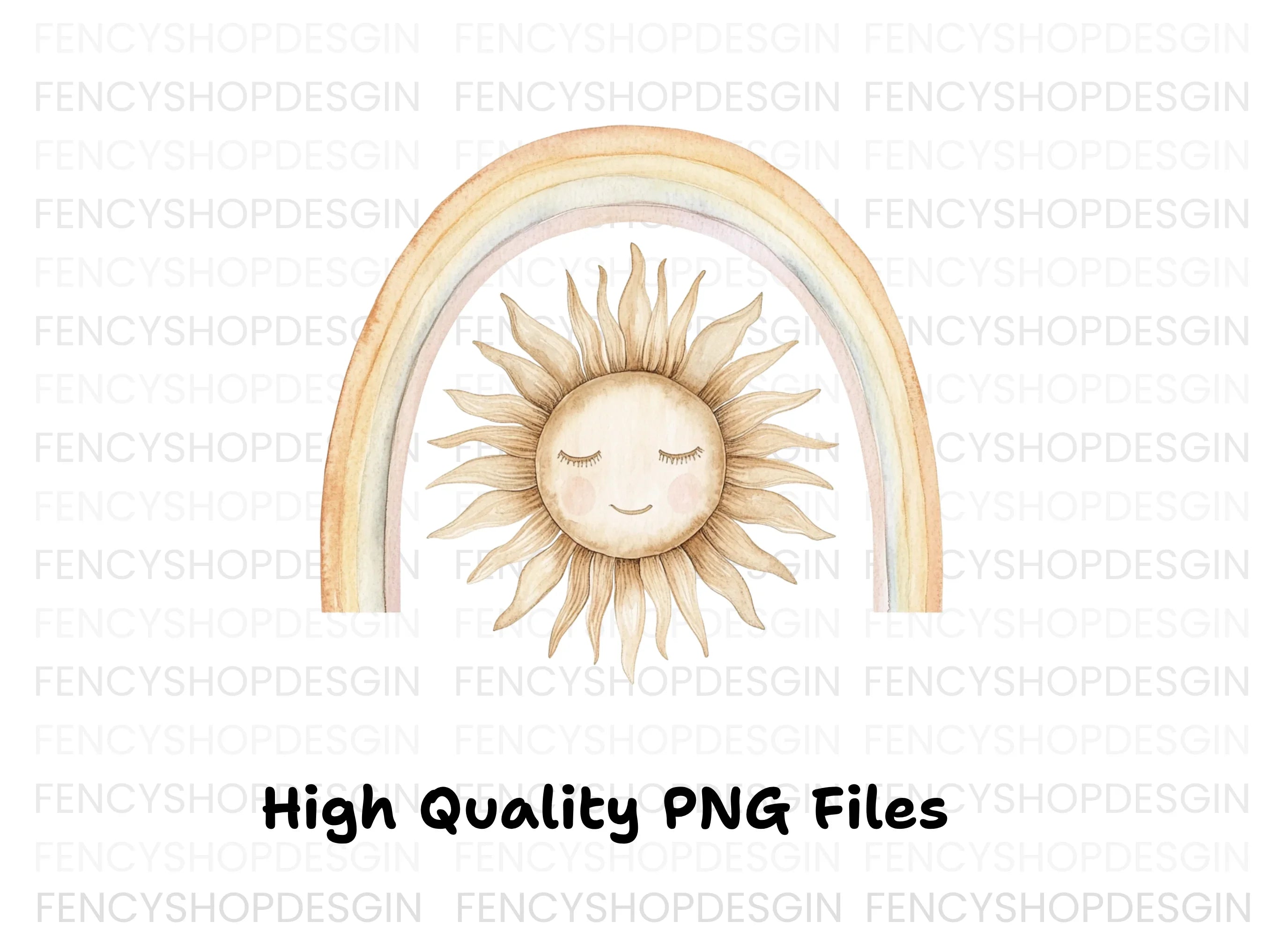 Sleeping Sun Under Boho Rainbow Clipart Bundle