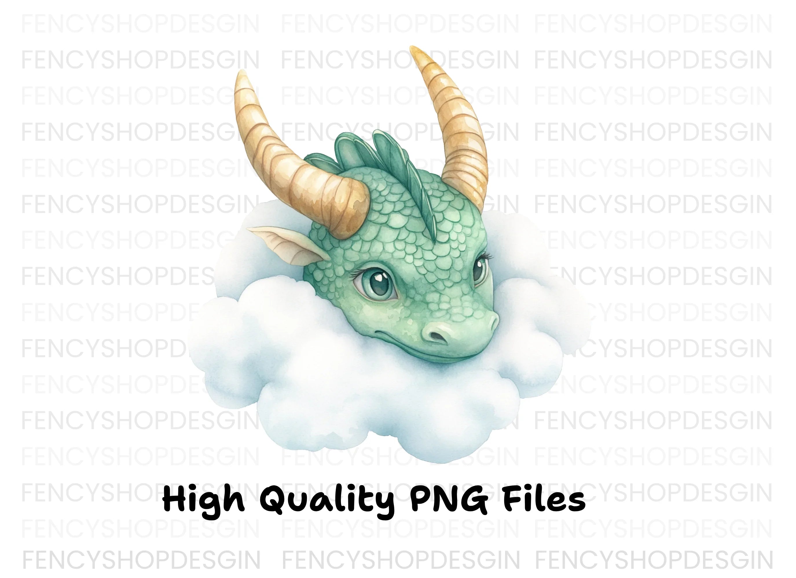 Cute Cloud Dragon Heads Clipart Bundle