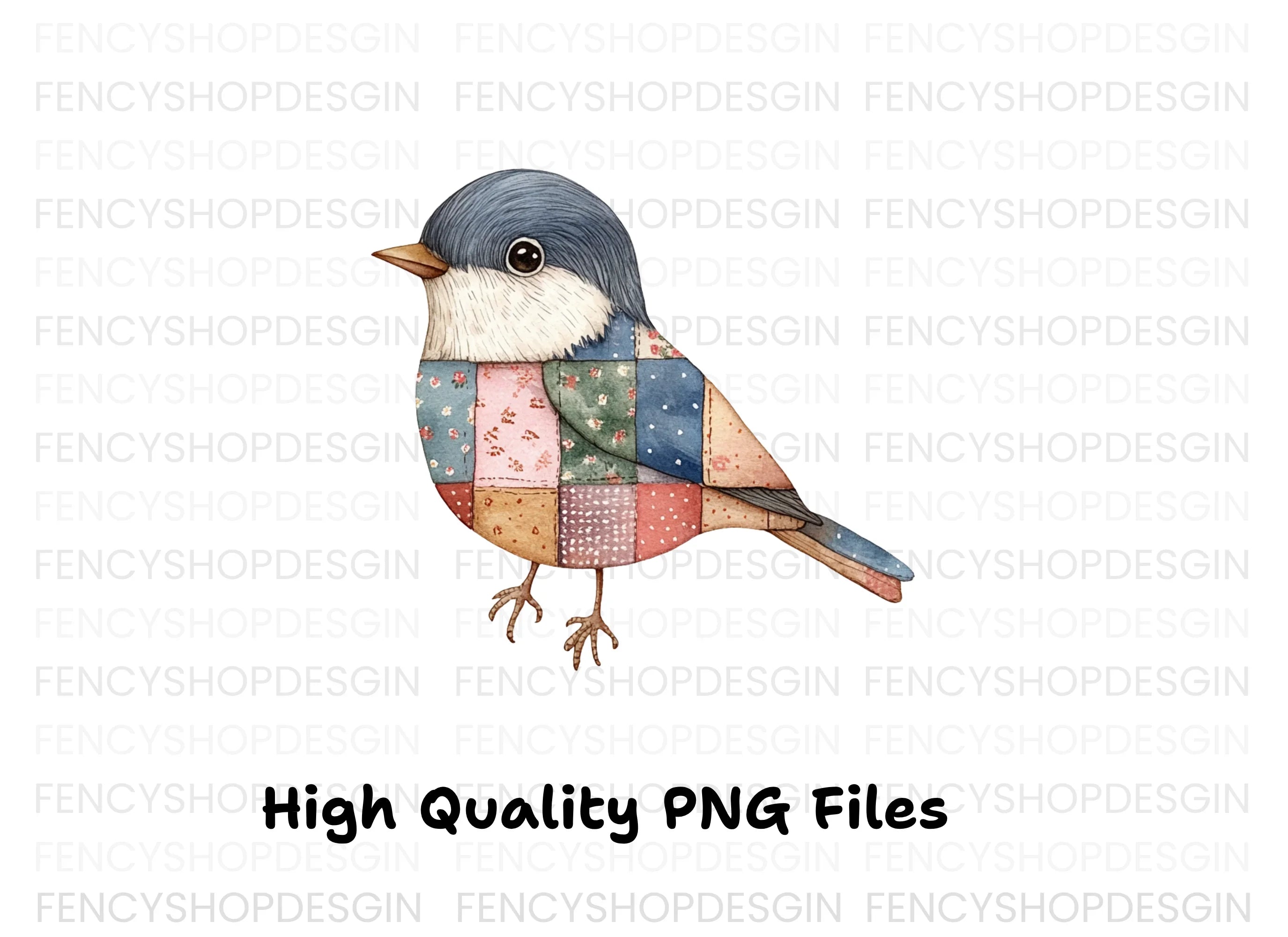 Cute Patchwork Bird Clipart Bundle