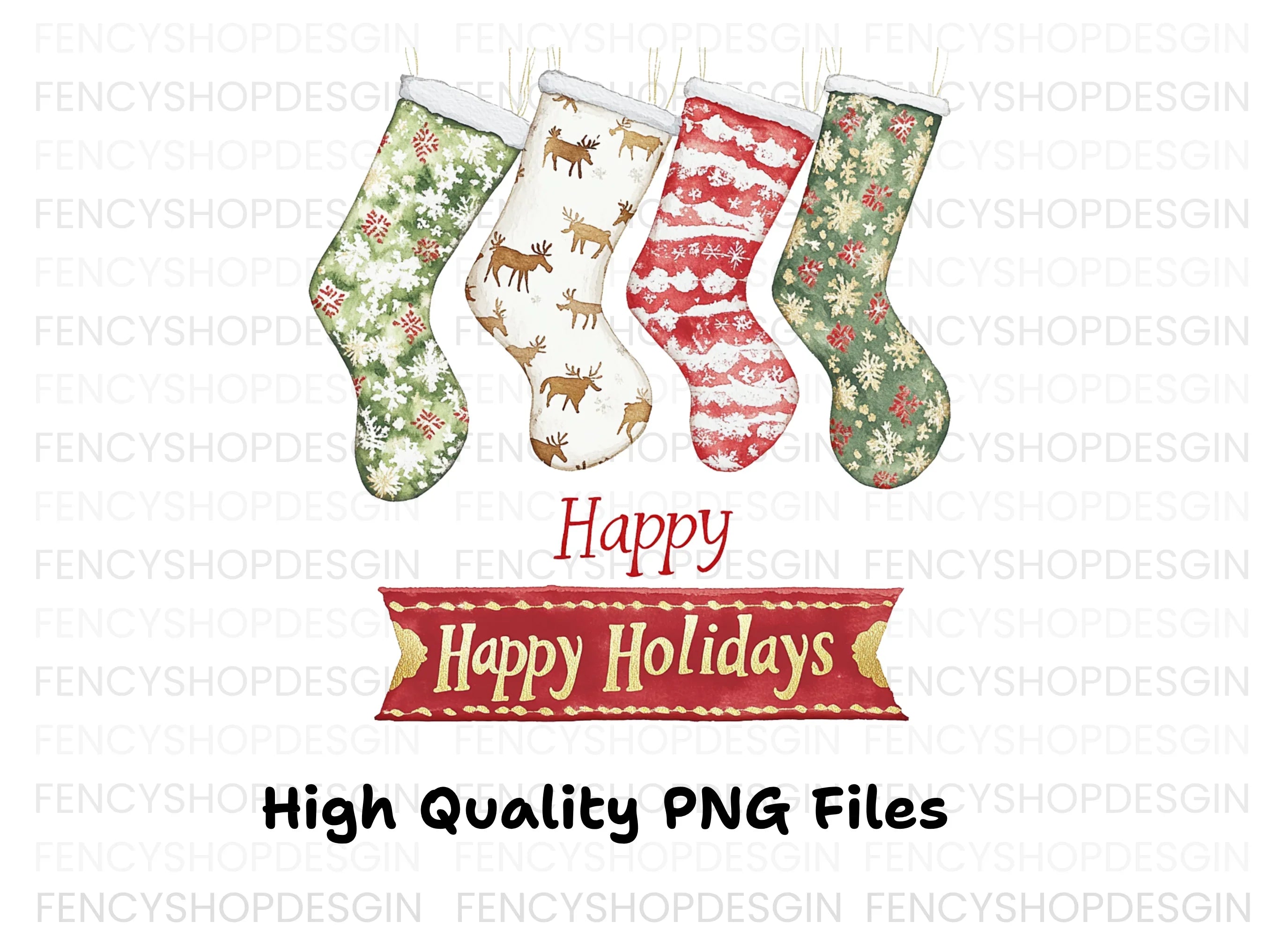 Christmas Stockings and Banners Clipart Bundle