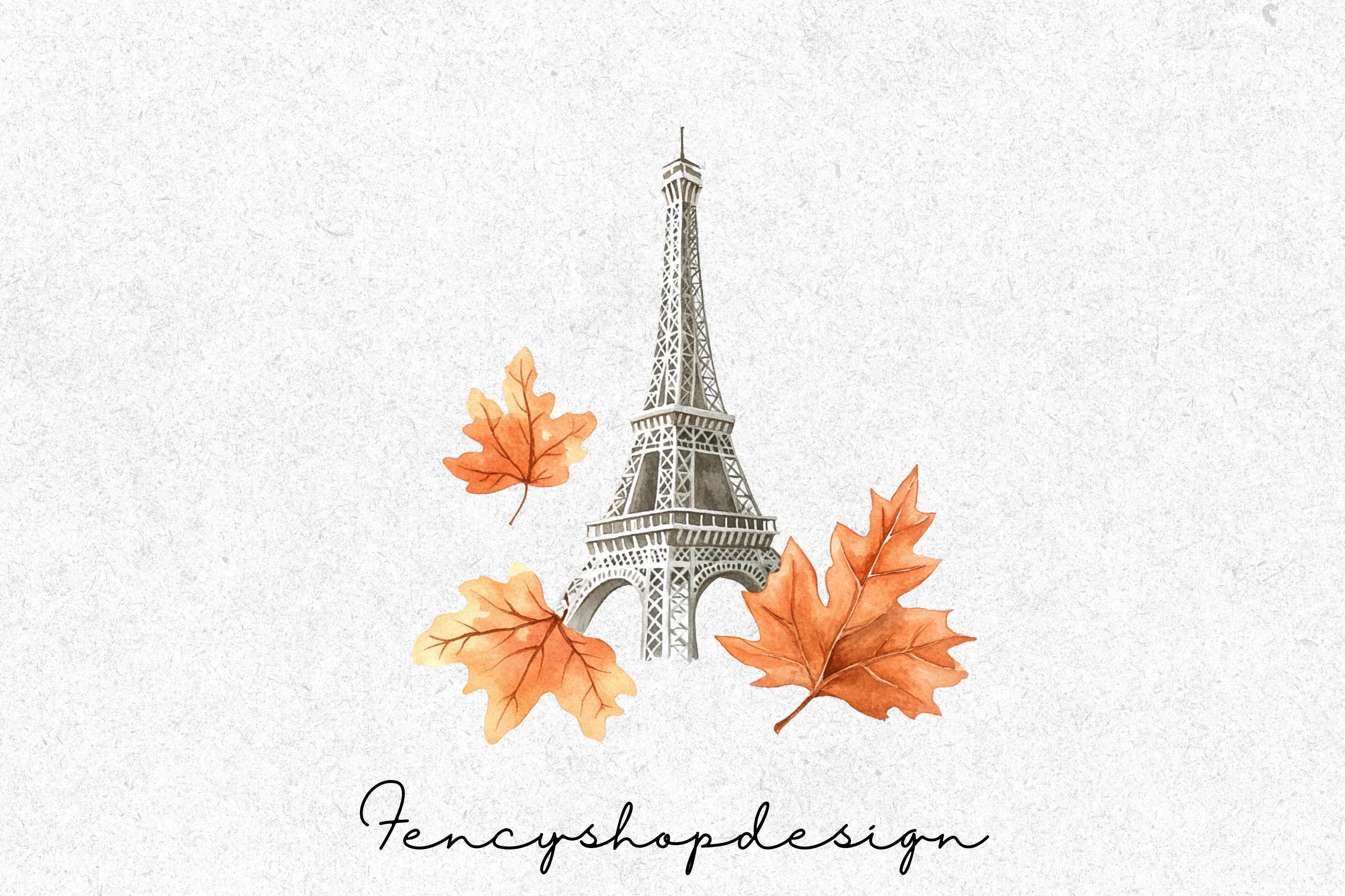 Autumn Eiffel Tower Clipart Bundle