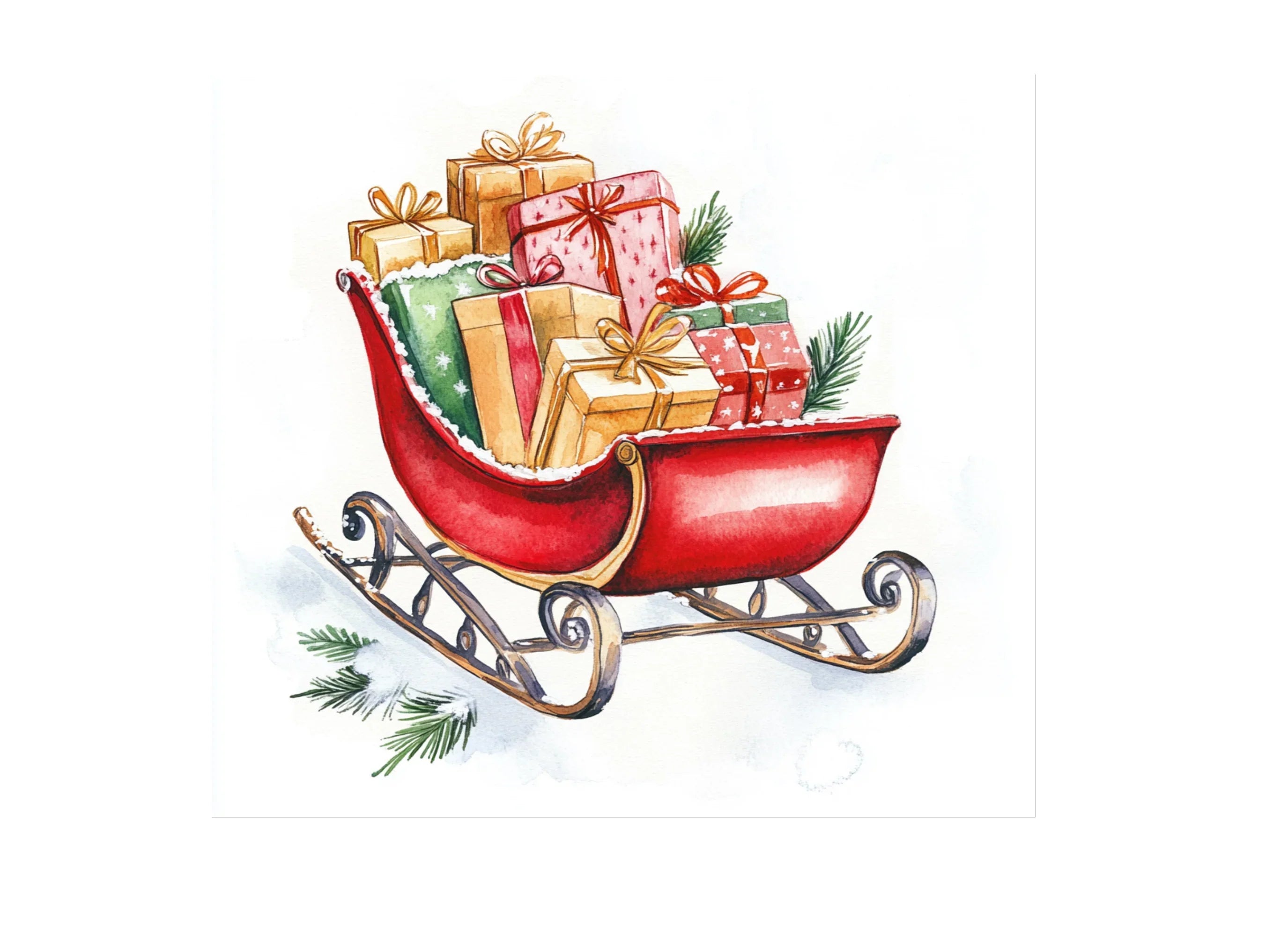 Christmas Sleighs with Gifts Clipart Bundle