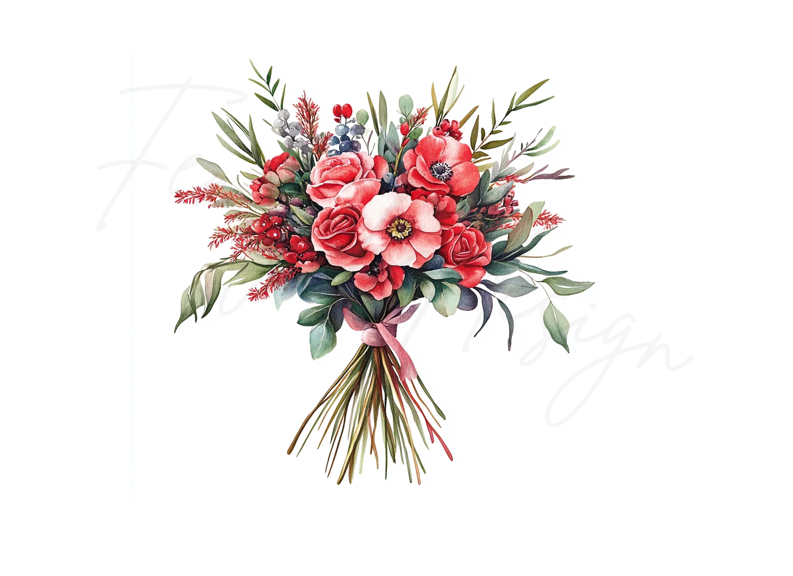 Vibrant Floral Bouquet Clipart Bundle