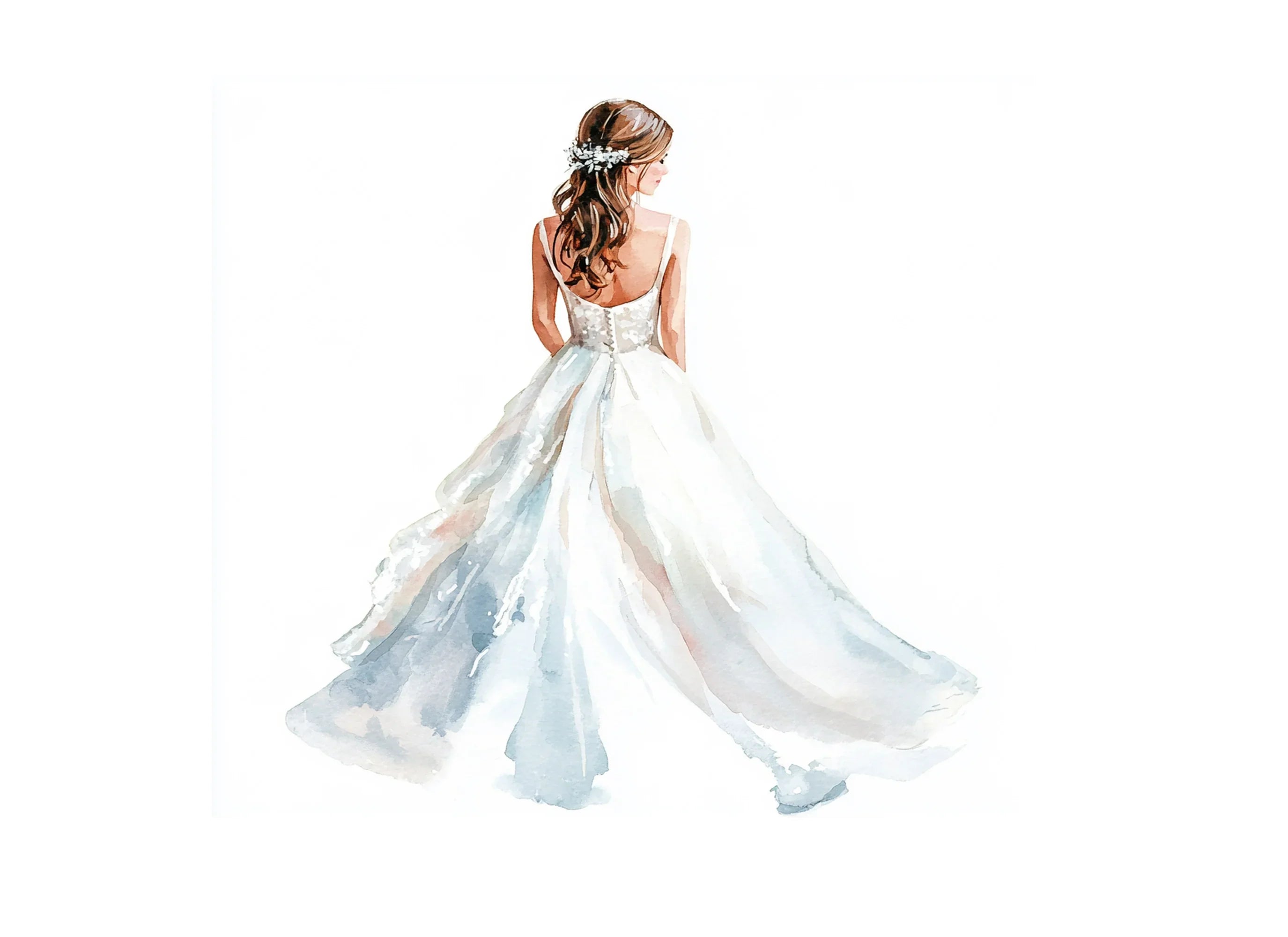 Elegant Back View Wedding Dress Clipart Bundle