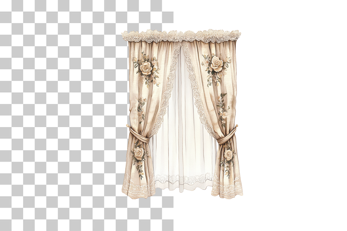 Vintage Lace Curtains Clipart Bundle