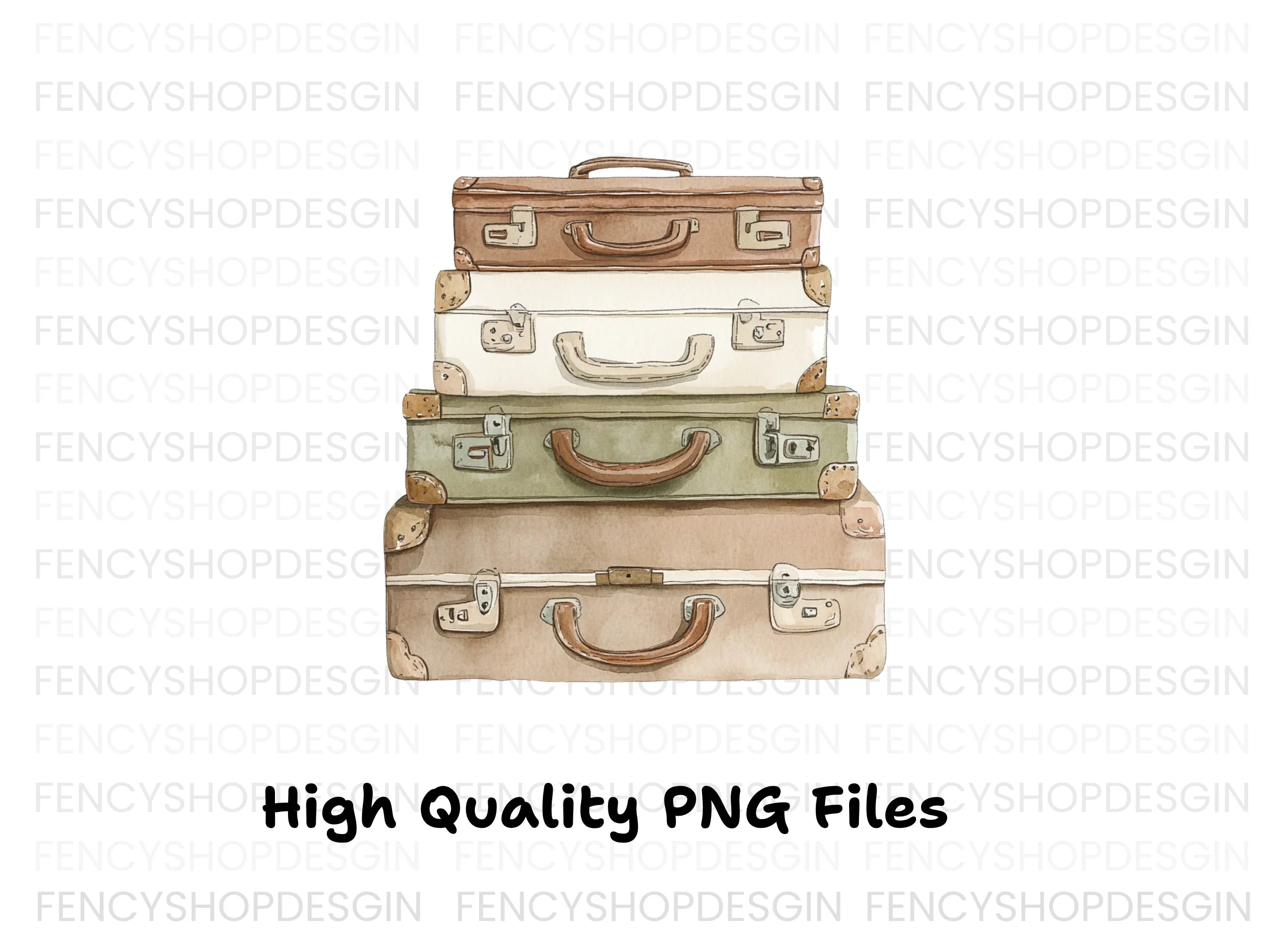 Vintage Suitcase Stacks Clipart Bundle