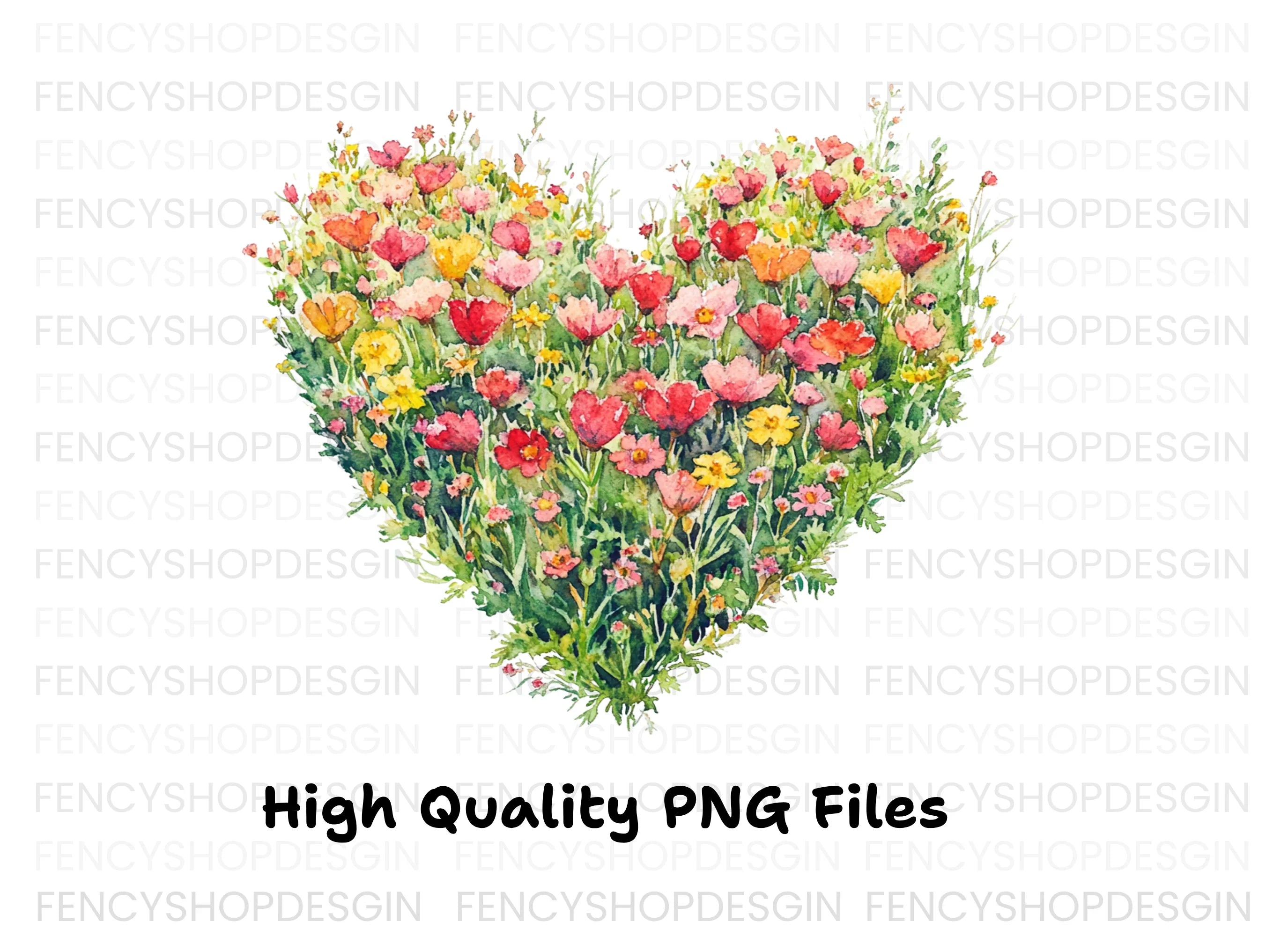 Floral Heart Clipart Bundle