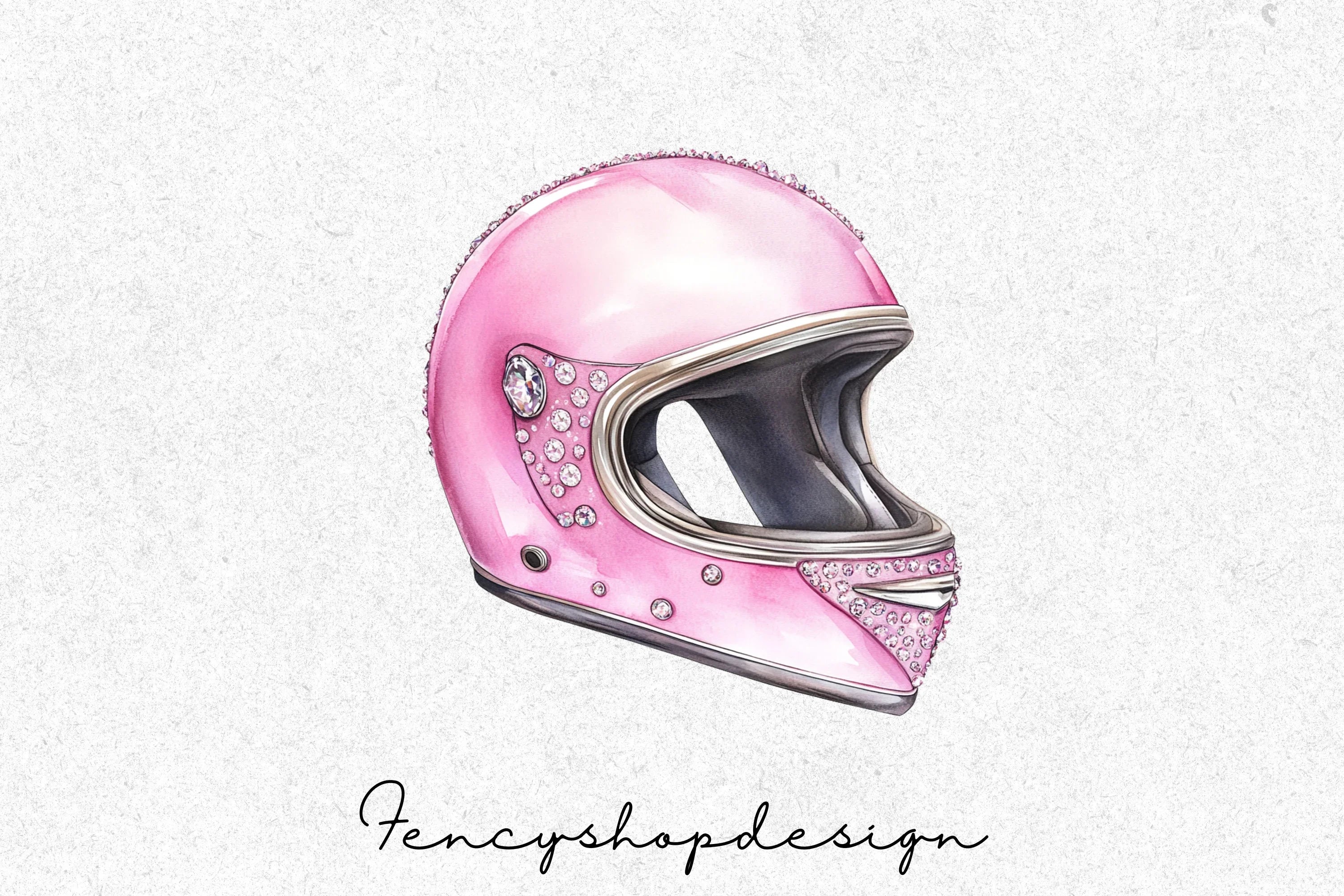 Pink Glamour Helmets Clipart Bundle