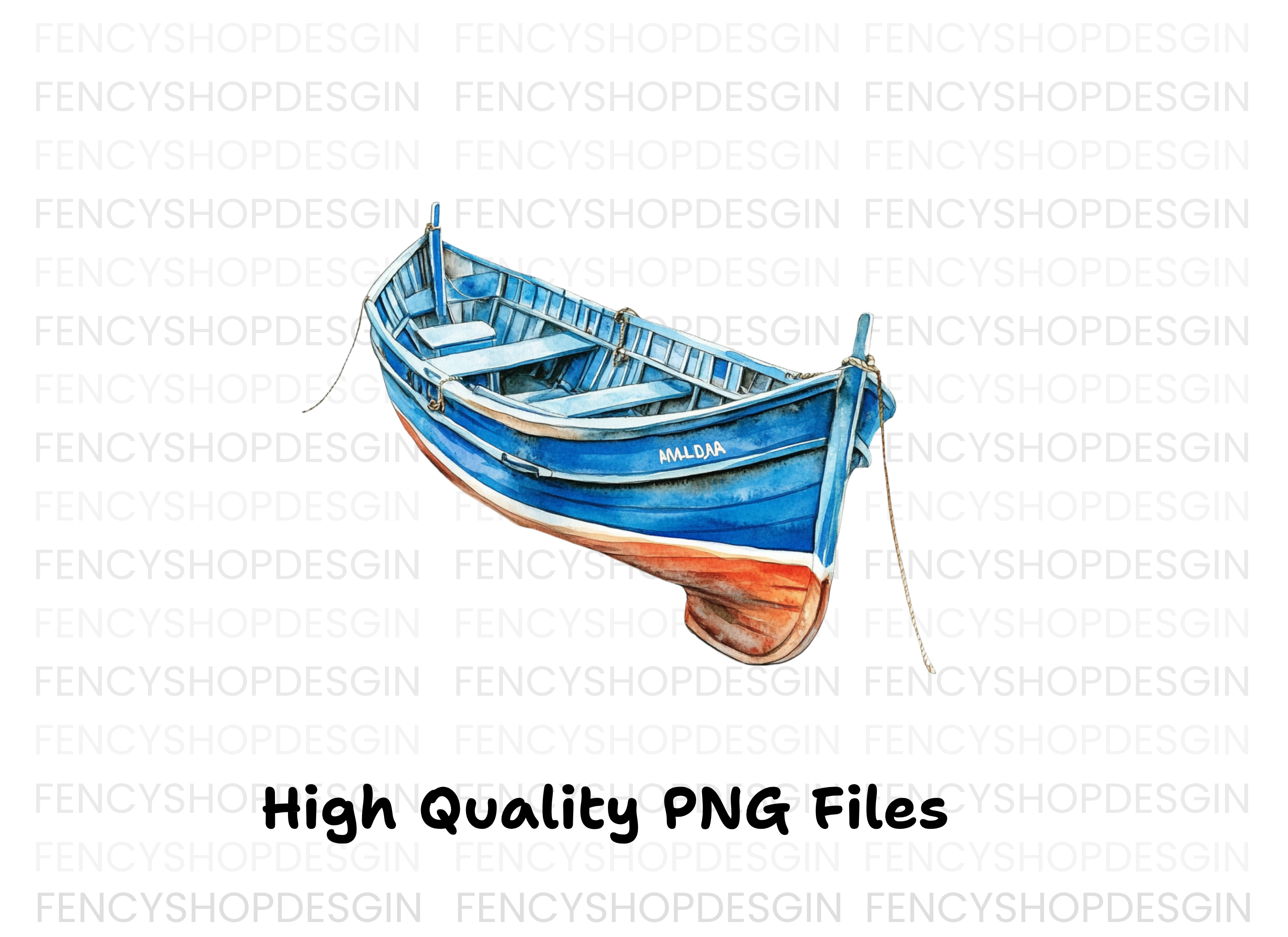 Blue Fishing Boats Clipart Bundle