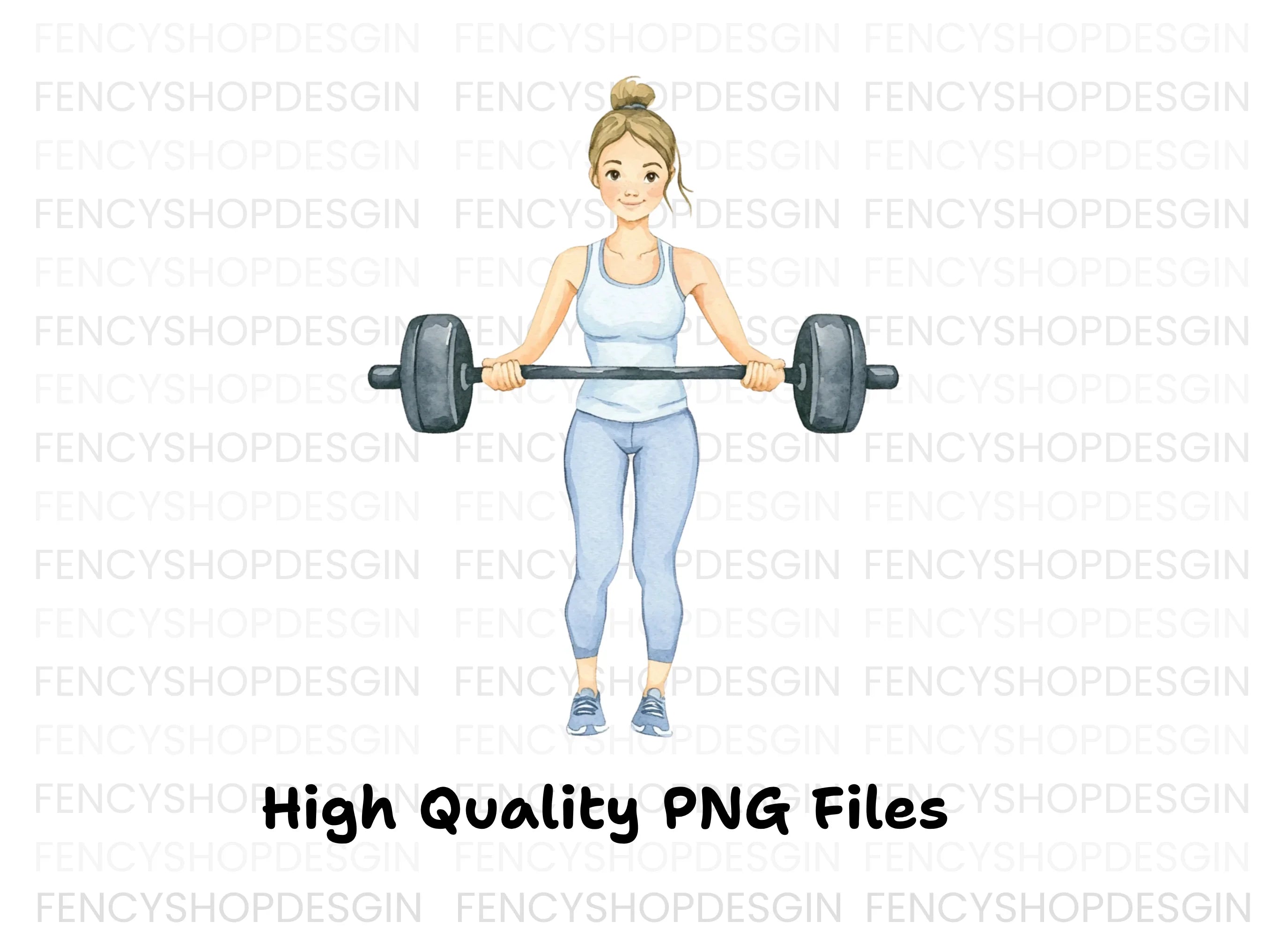 Barbell Workout Woman Clipart Bundle