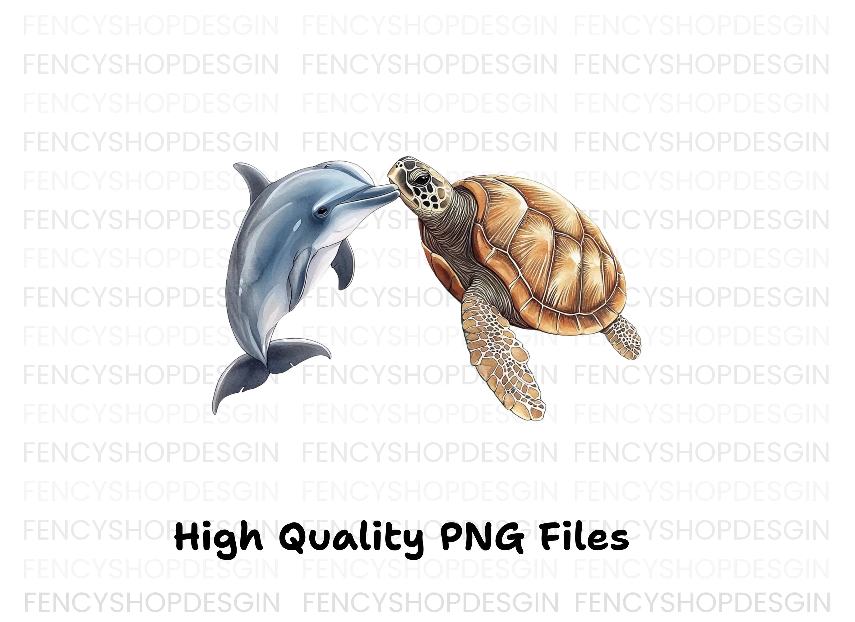 Dolphin and Sea Turtle Clipart Bundle