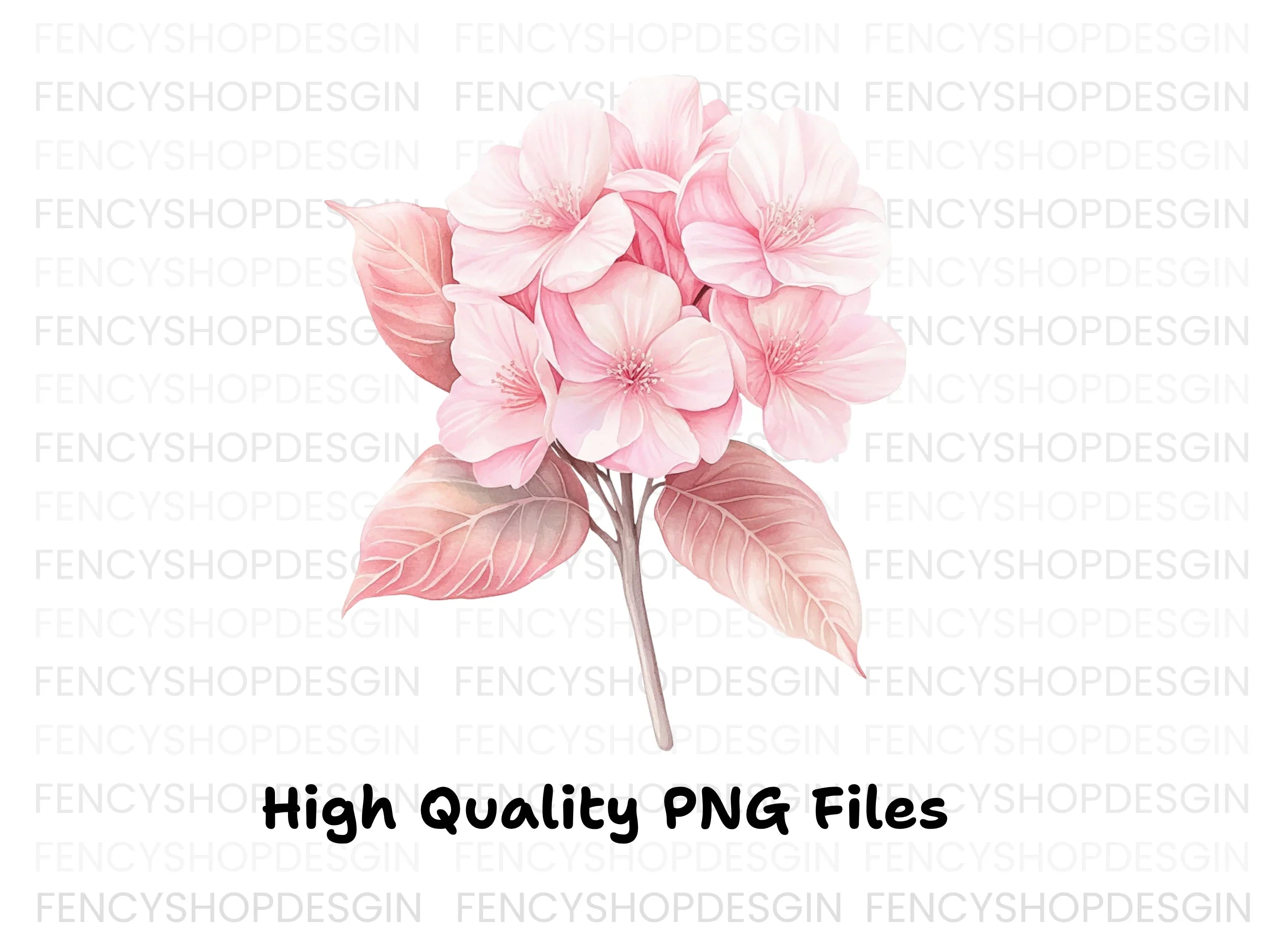 Pink Hydrangea Blossom Clipart Bundle