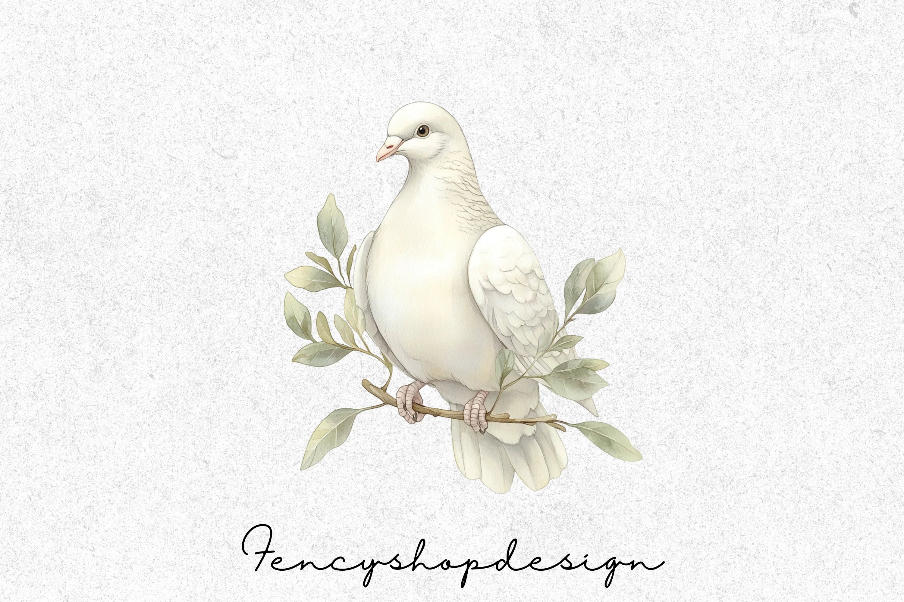 White Doves Olive Branch Clipart Bundle