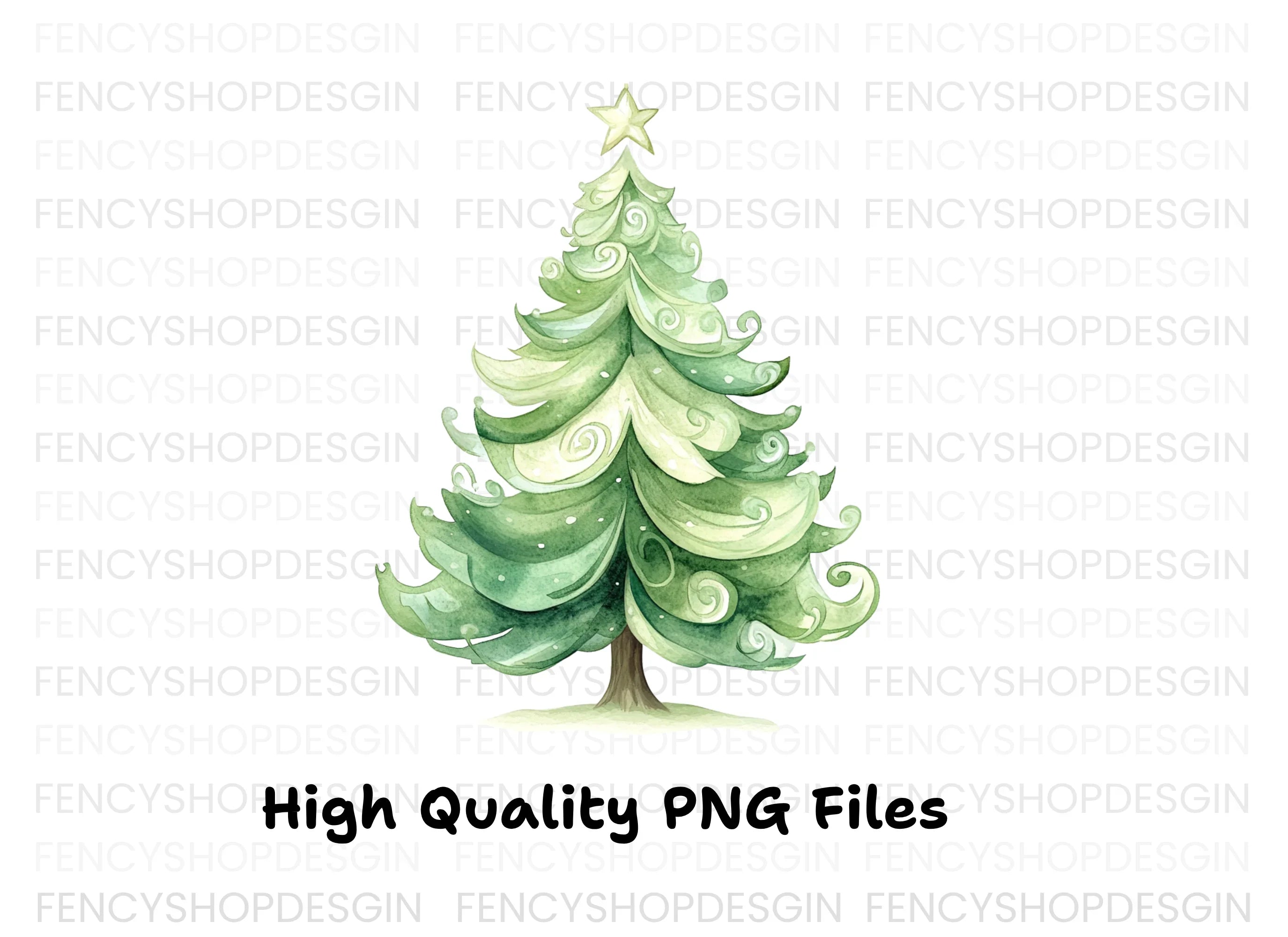 Whimsical Christmas Tree Clipart Bundle