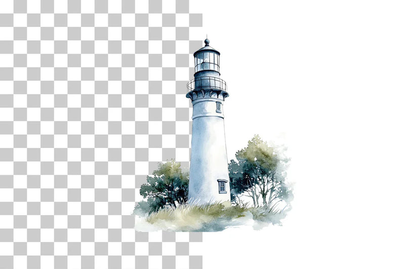 Lighthouse with Coastal Tree Frame Clipart Bundle - CraftNest - Digital Crafting and Art