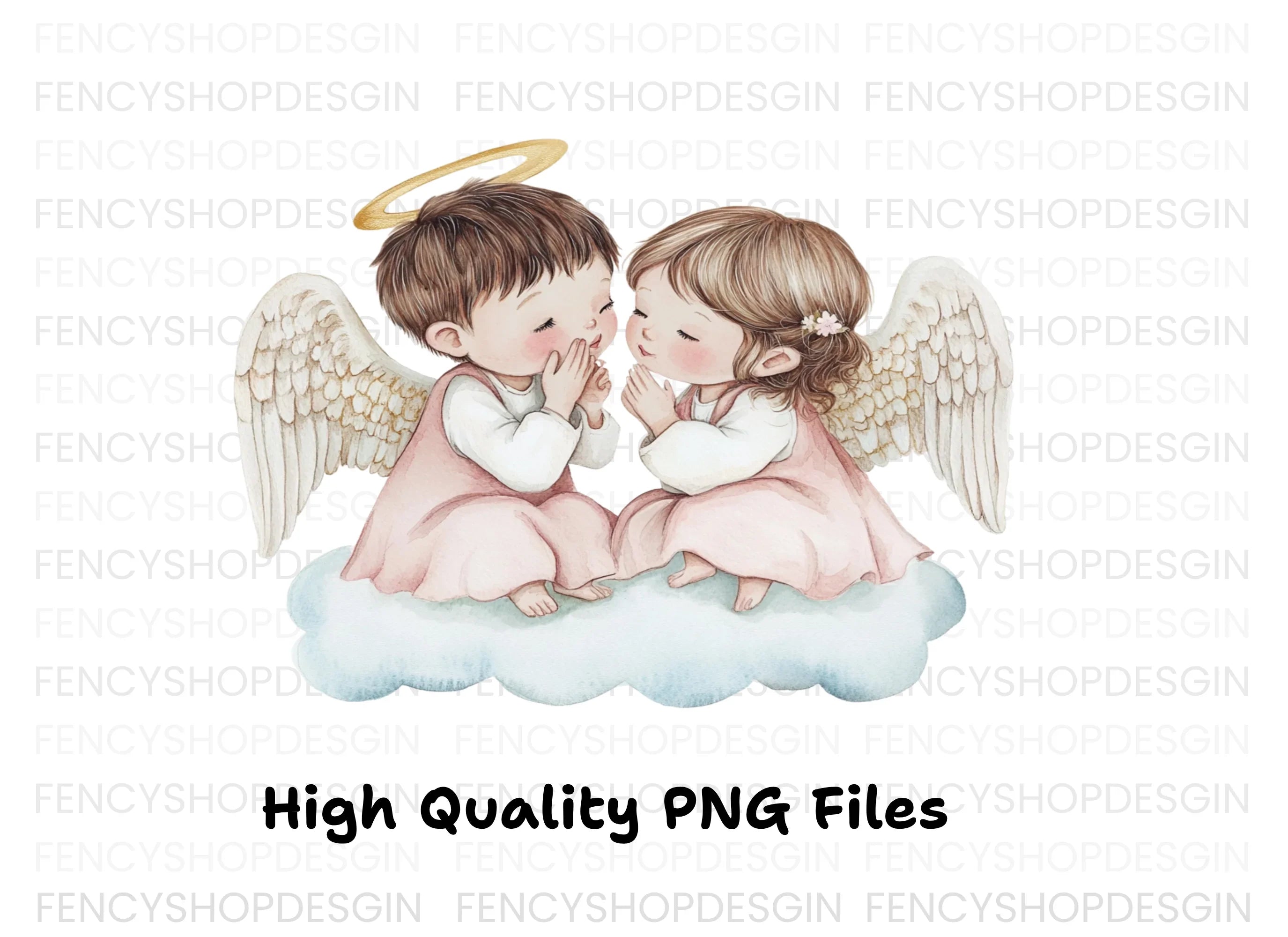 Whispering Angel Babies on Clouds Clipart Bundle