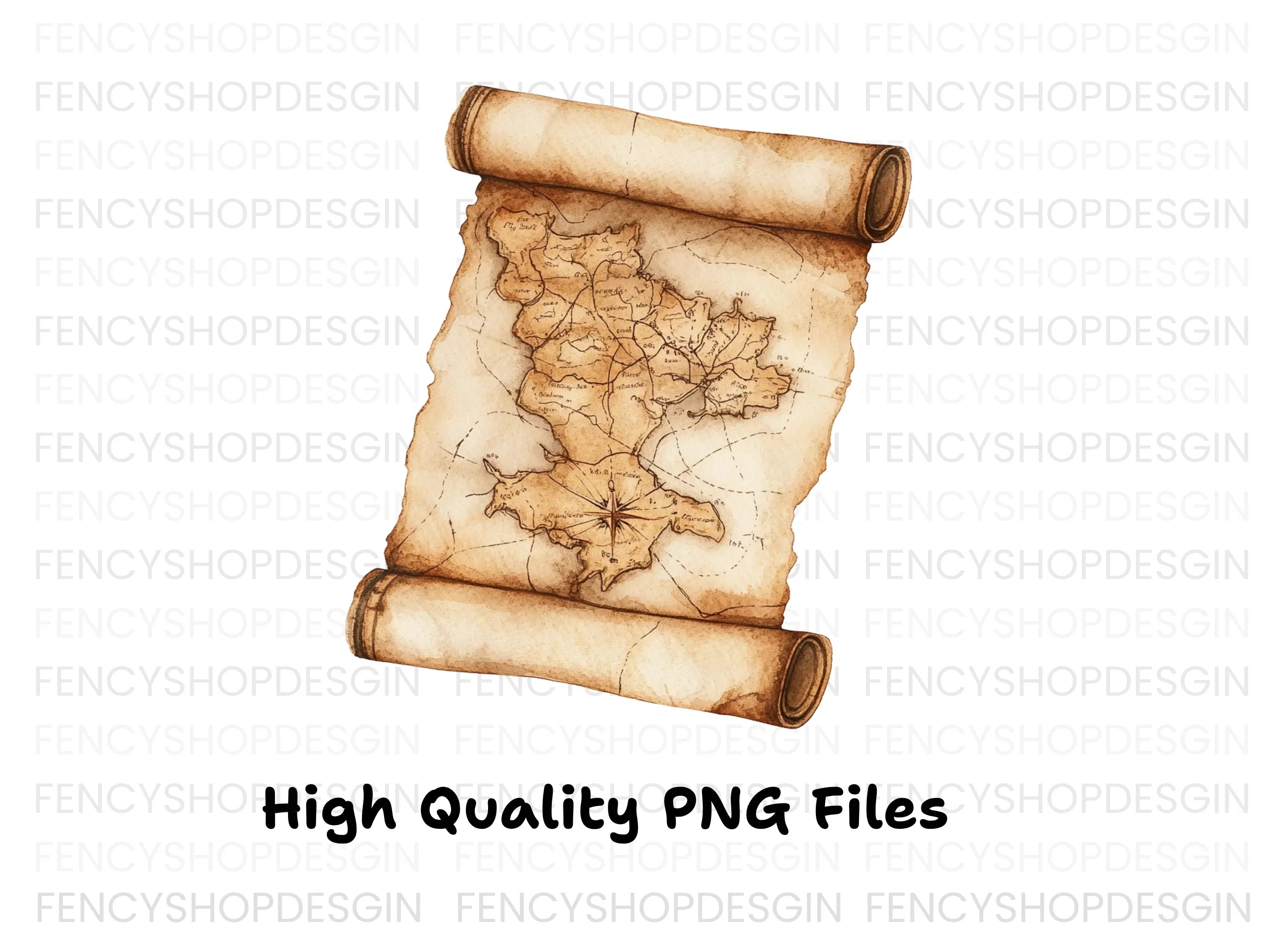 Vintage Scroll Map Clipart Bundle