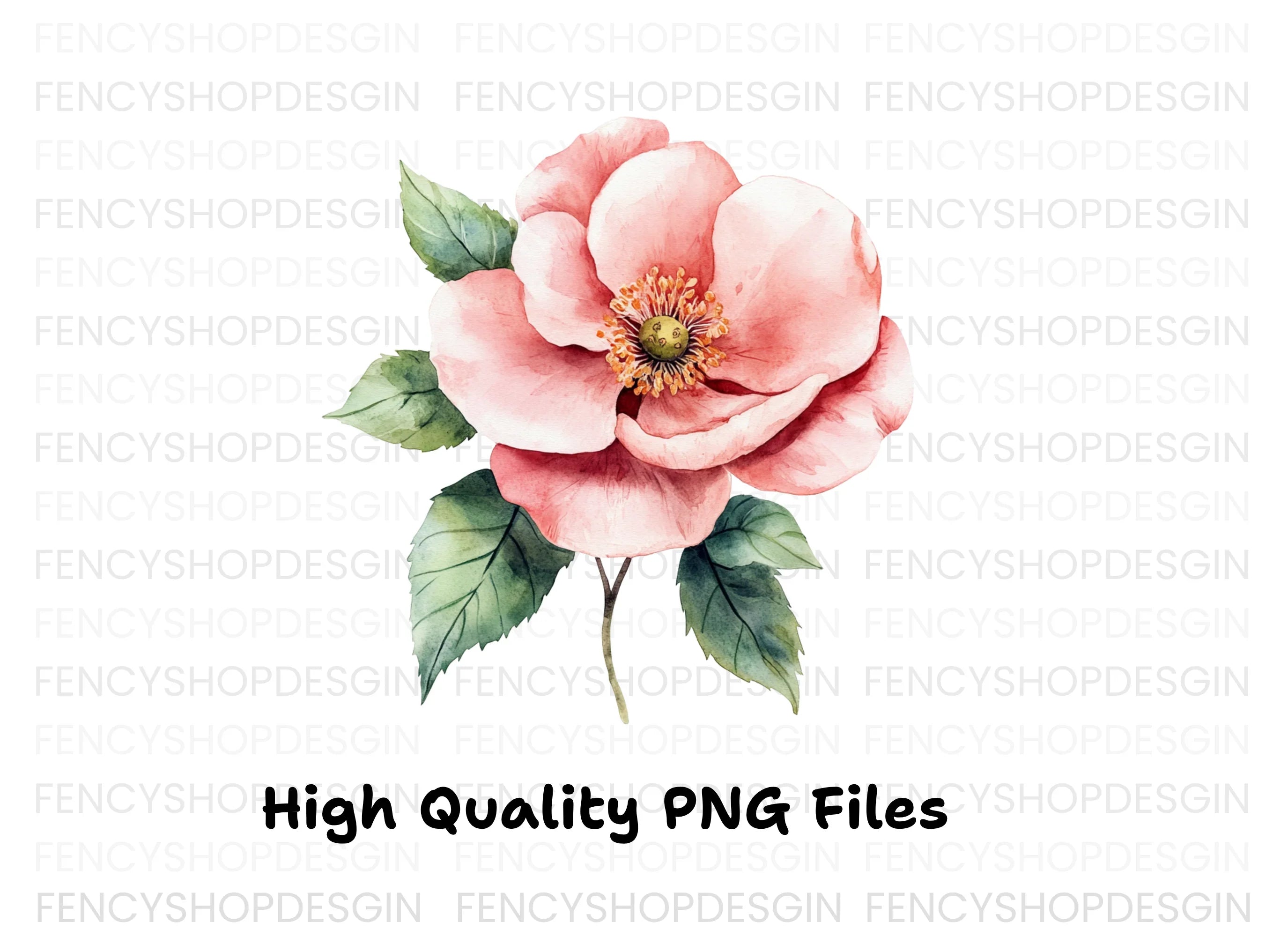 Pink Wild Rose Clipart Bundle