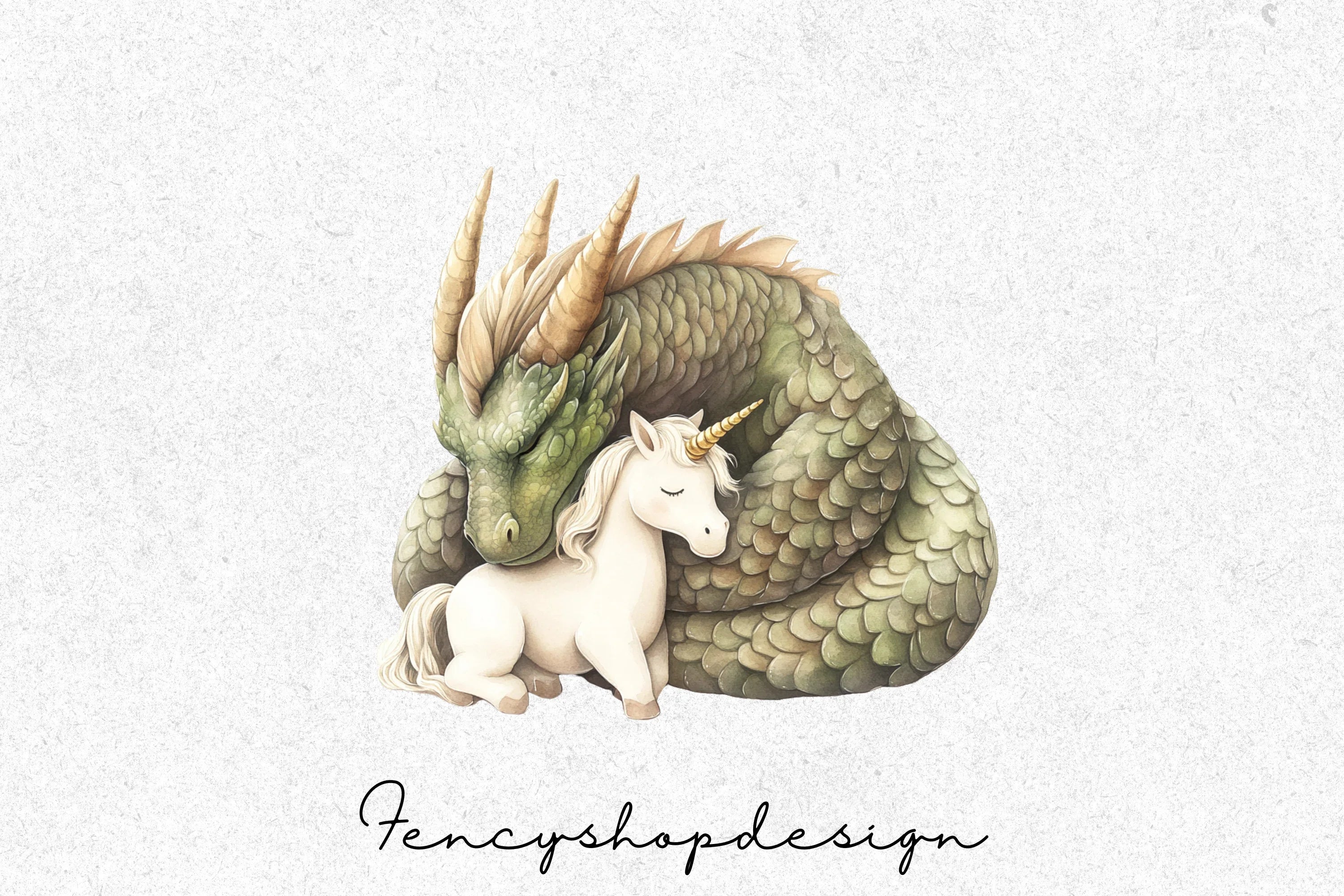 Fantasy Dragon and Unicorn Clipart Bundle