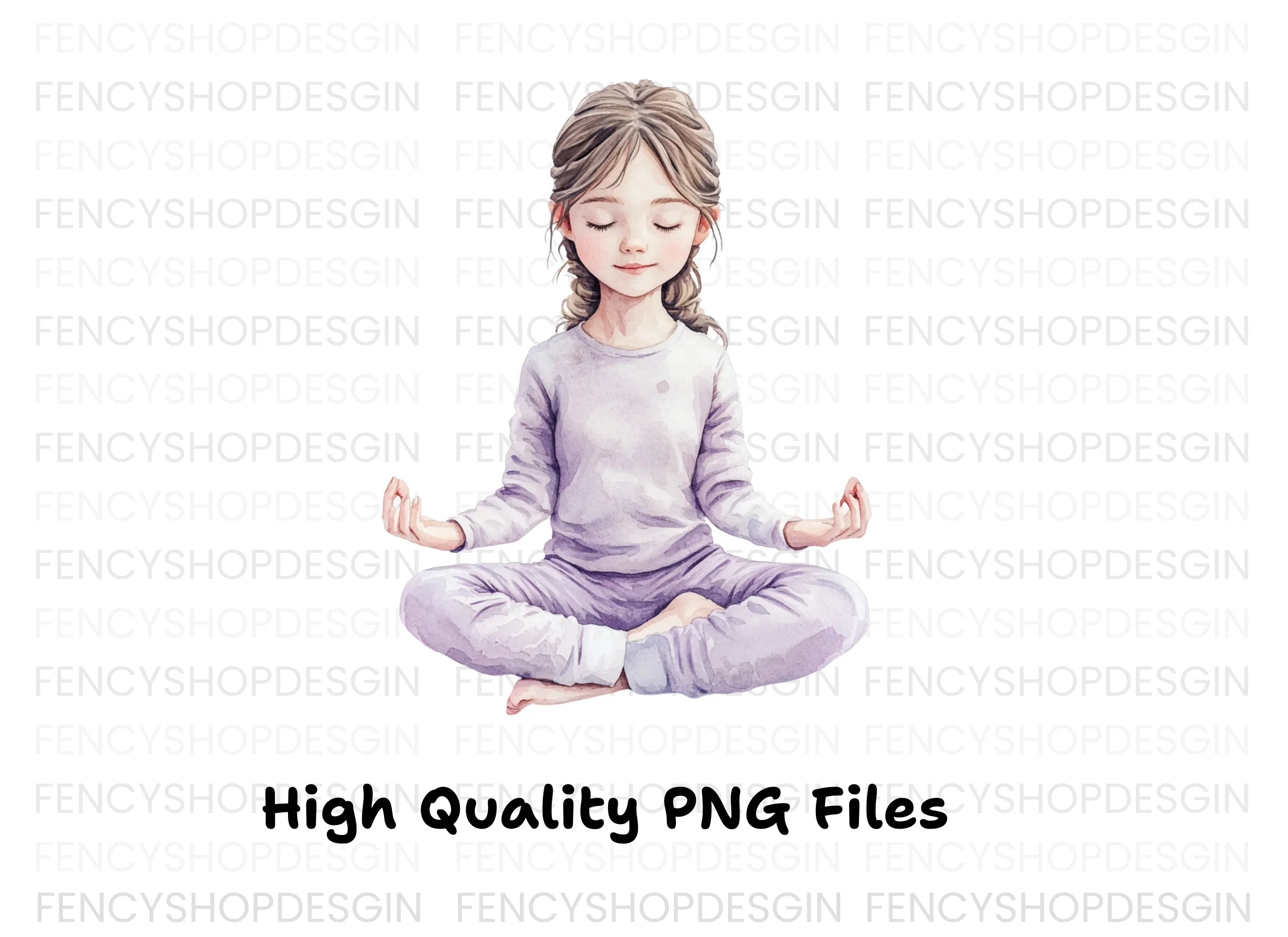 Meditating Girls Clipart Bundle