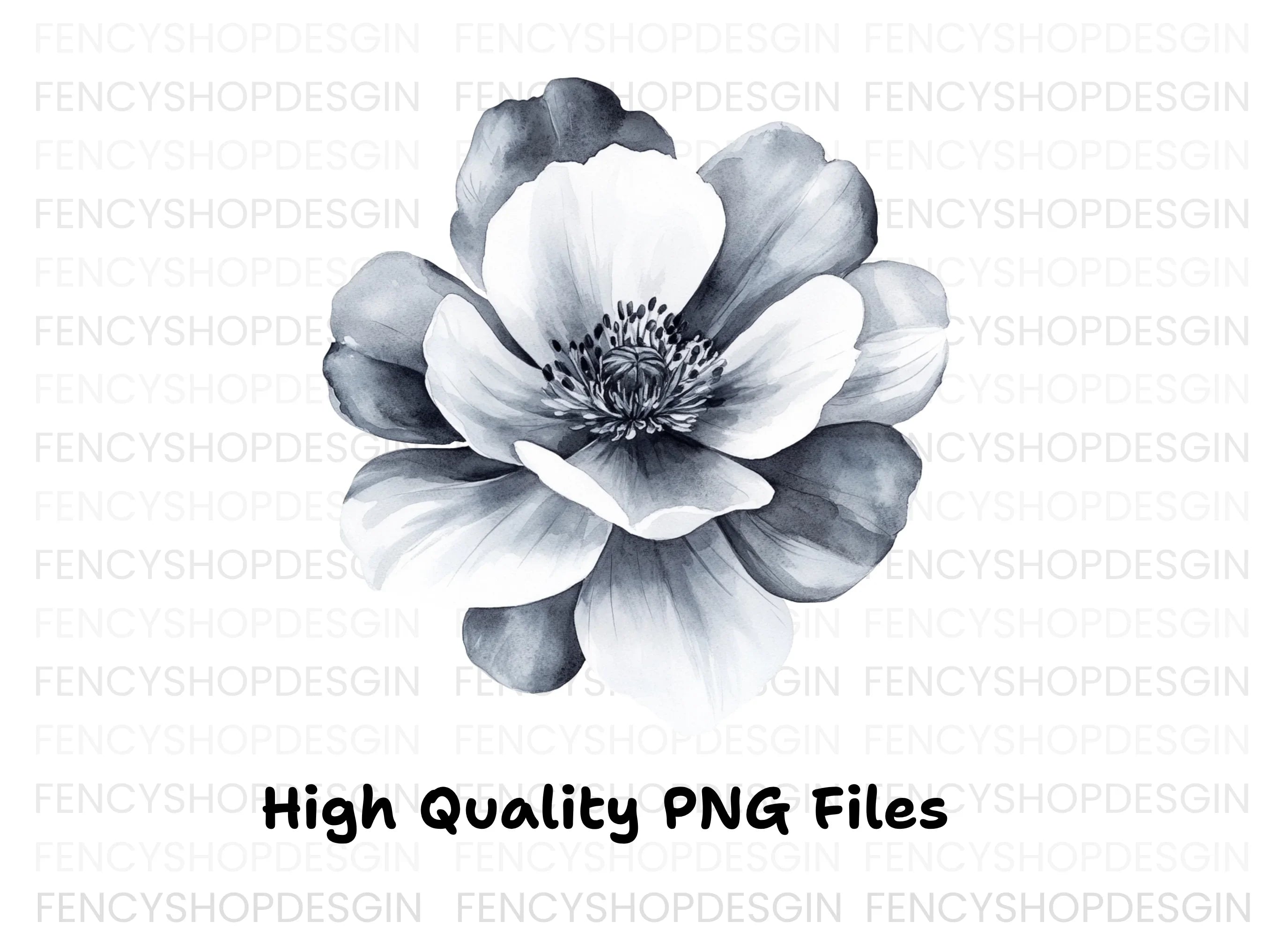 Stunning Monochrome Peony Clipart Bundle