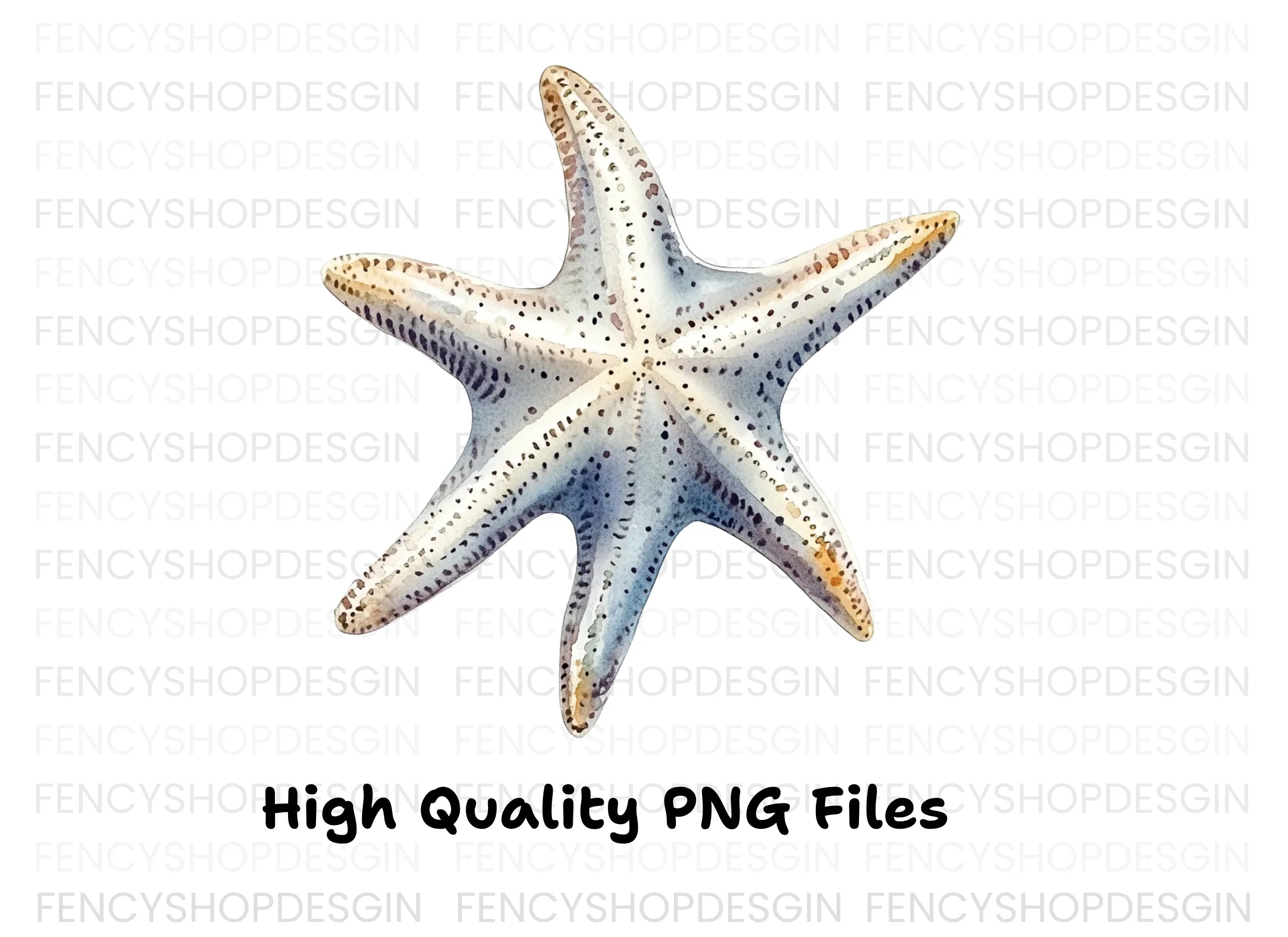 Blue and White Starfish Clipart Bundle