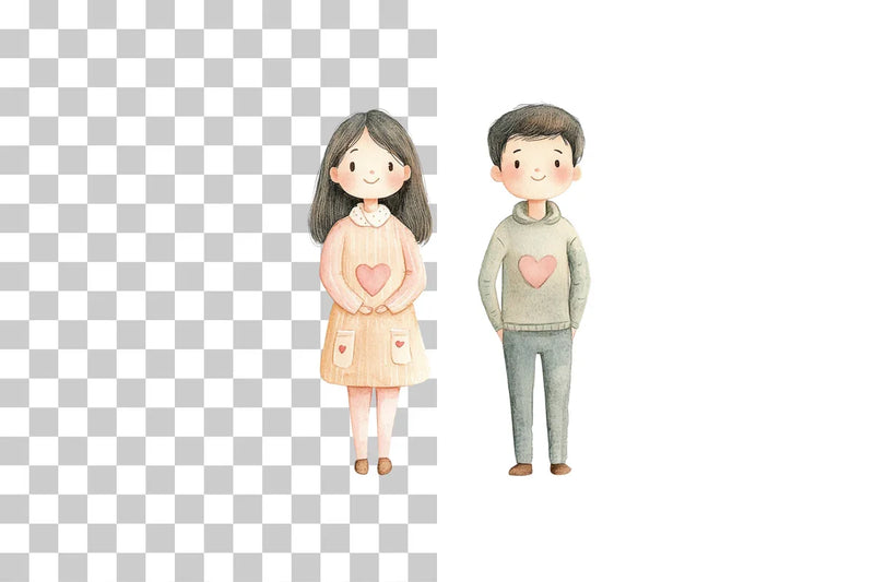 Romantic Comic Style Characters Clipart Bundle - CraftNest - Digital Crafting and Art