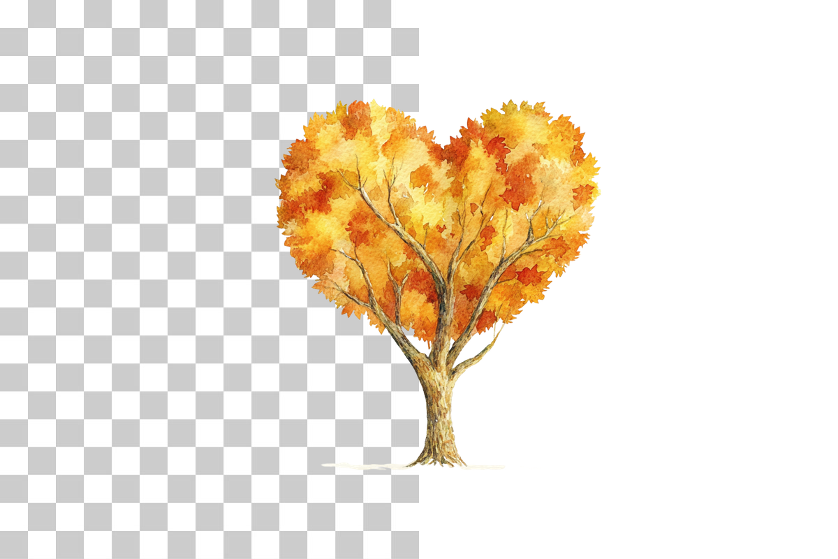 Heart Shaped Autumn Tree Clipart Bundle