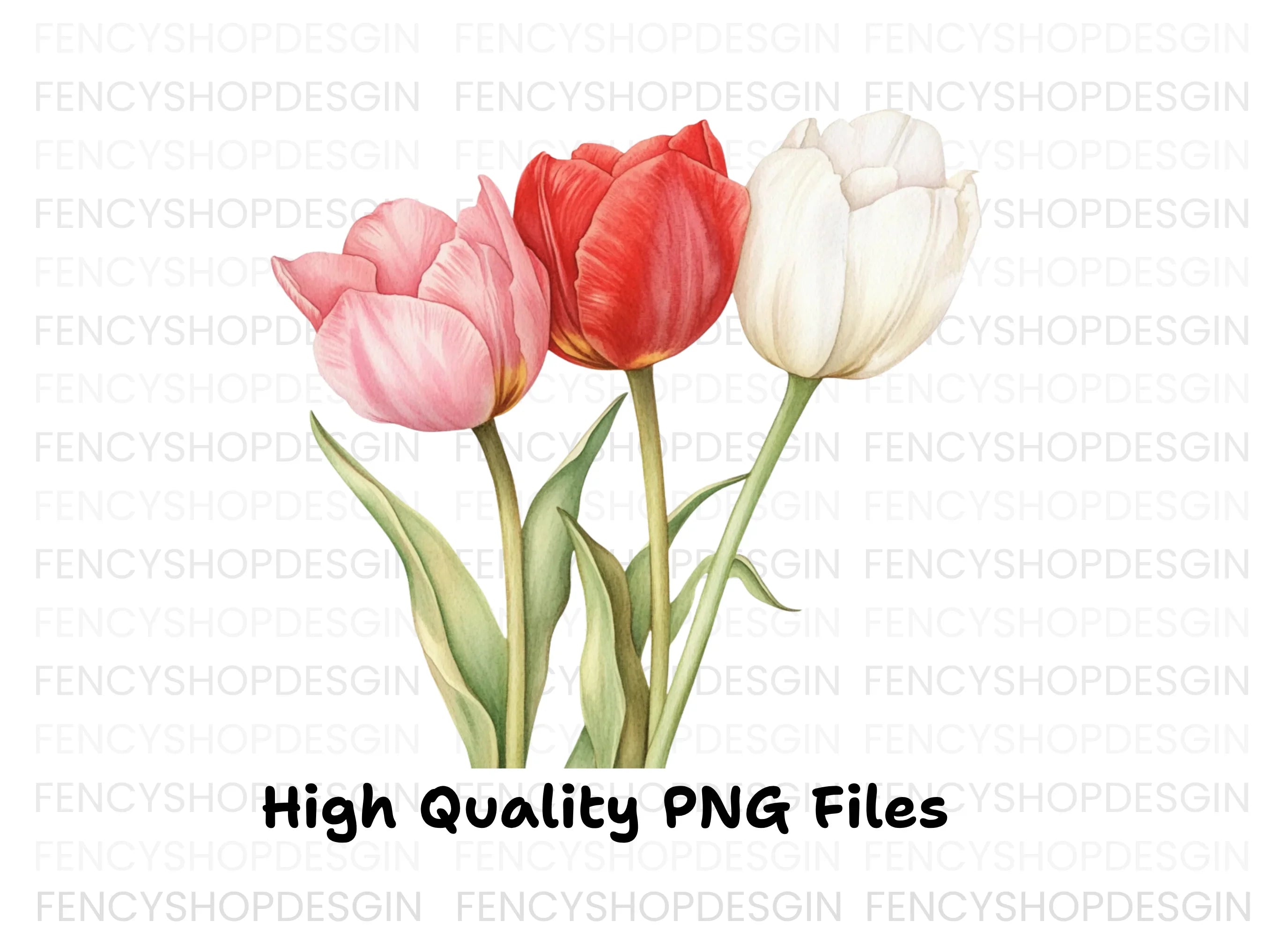 Elegant Pink and Red Tulip Clipart Bundle