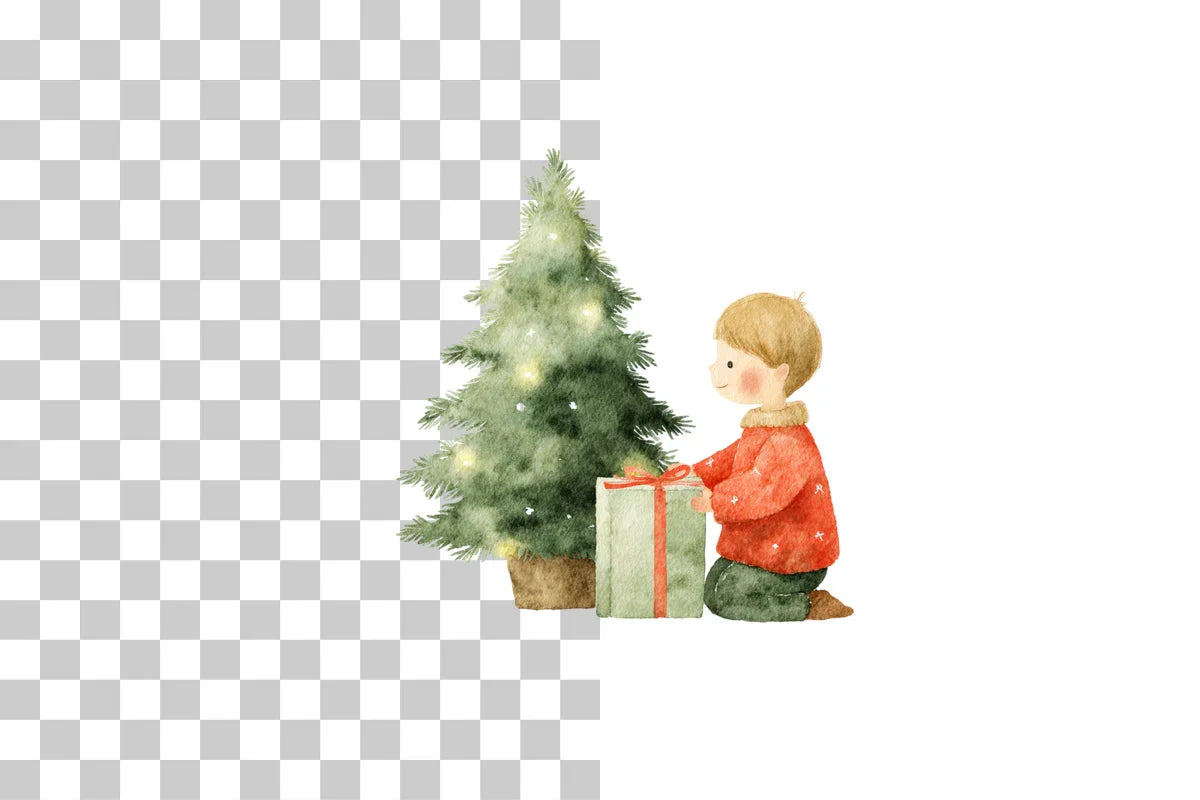 Kids with Gift and Tree Clipart Bundle - CraftNest - Digital Crafting and Art