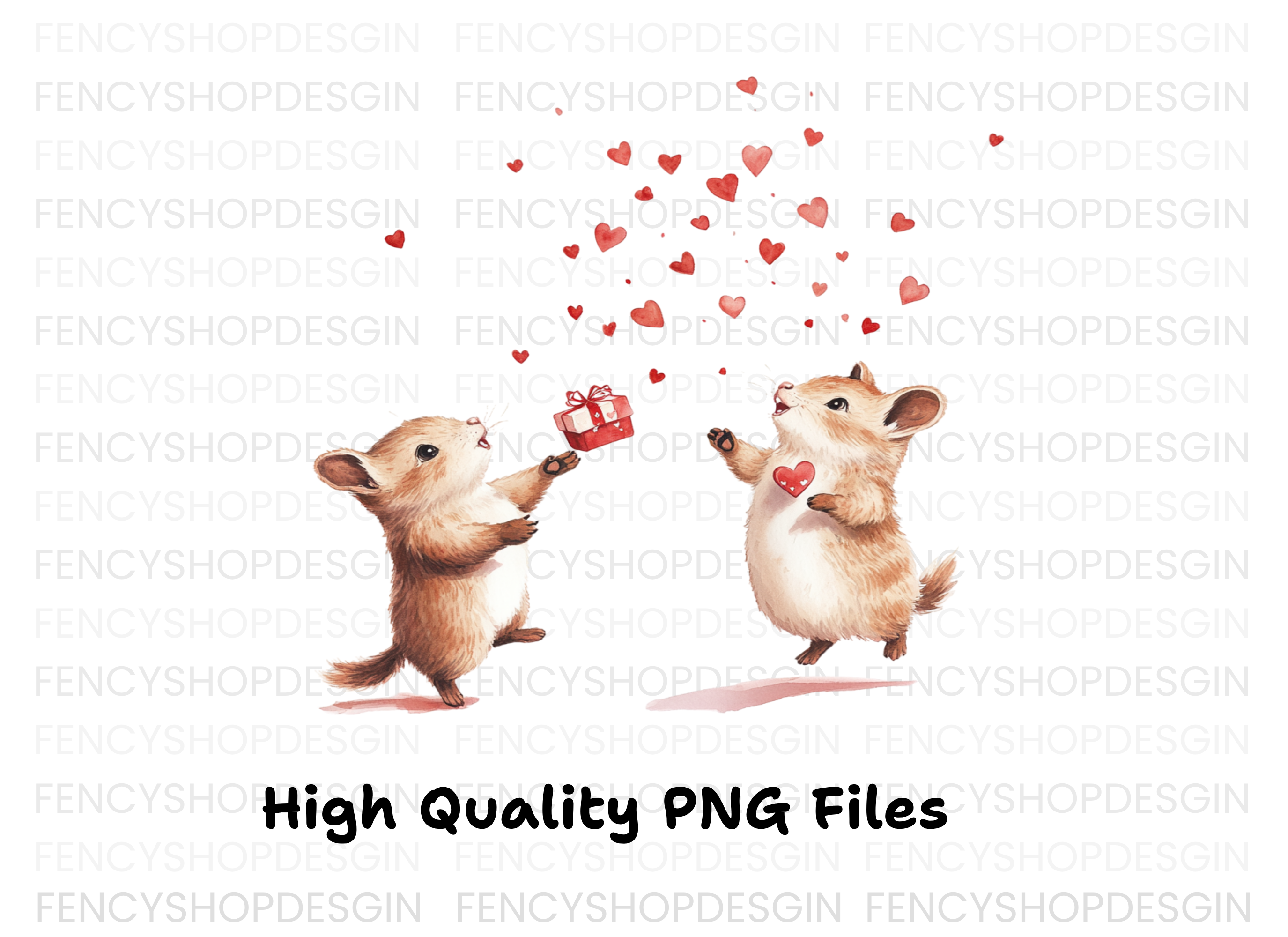 Cute Squirrels and Hearts Clipart Bundle