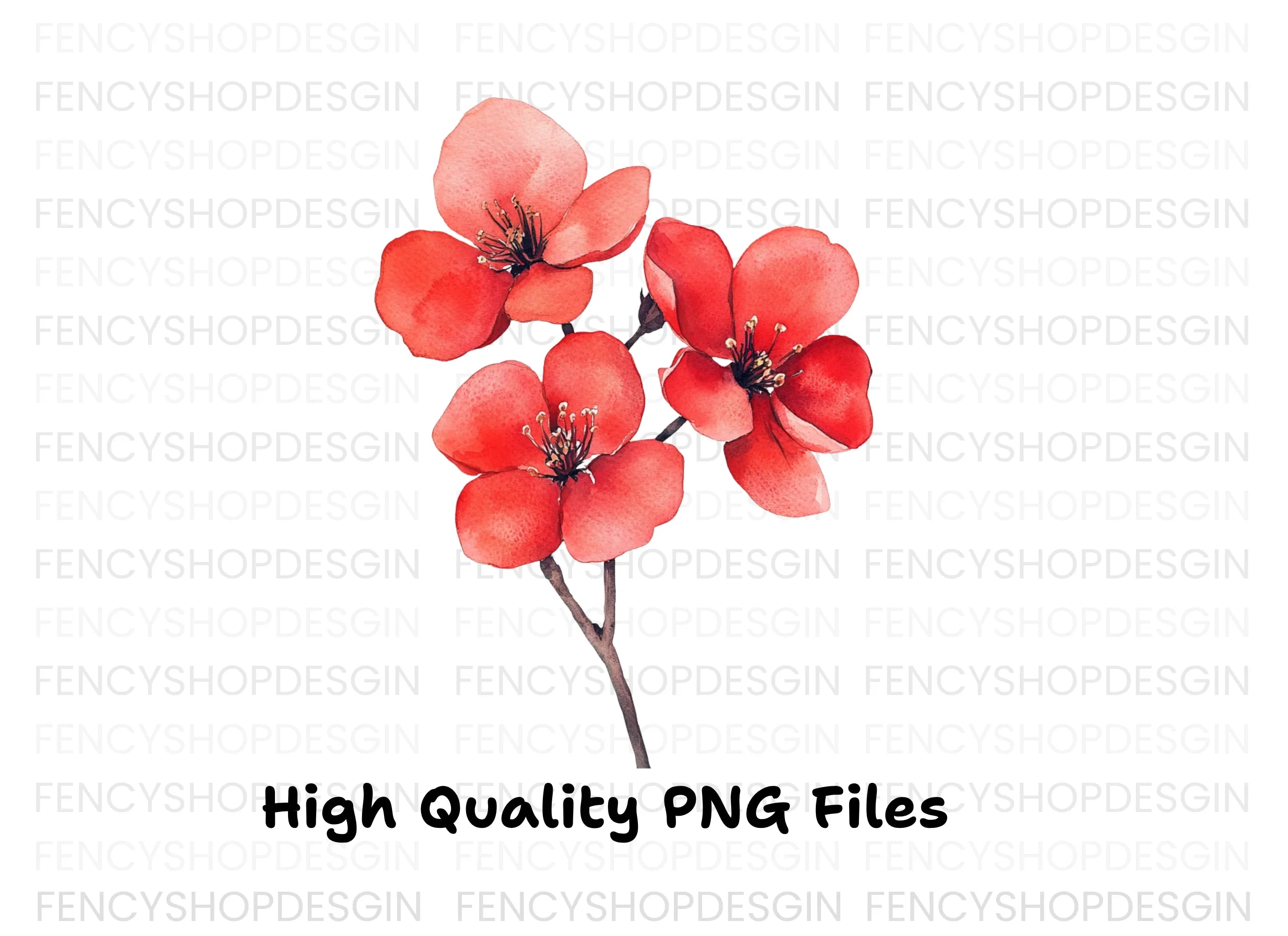 Vibrant Red Floral Clipart Bundle