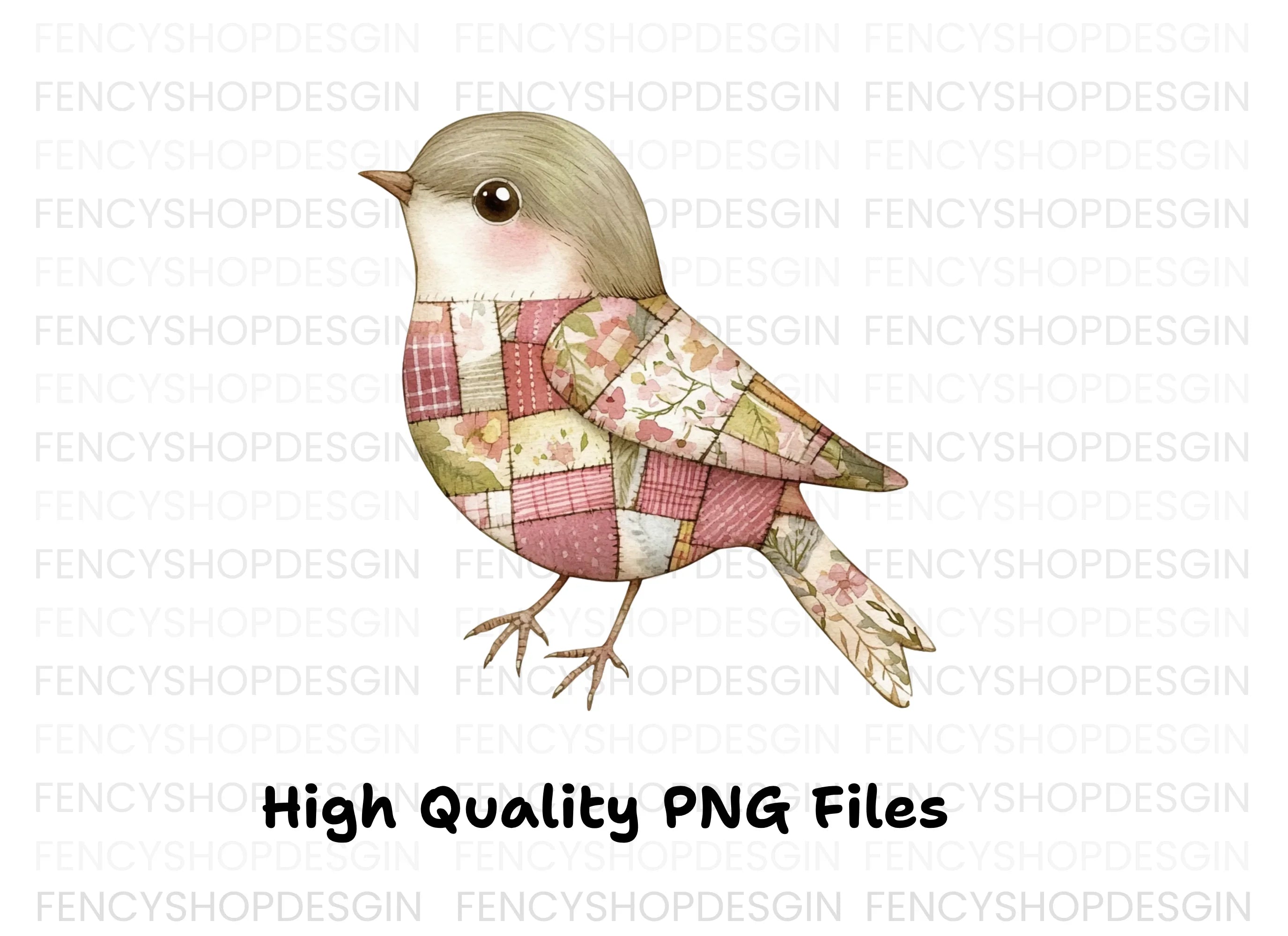 Cute Patchwork Bird Clipart Bundle