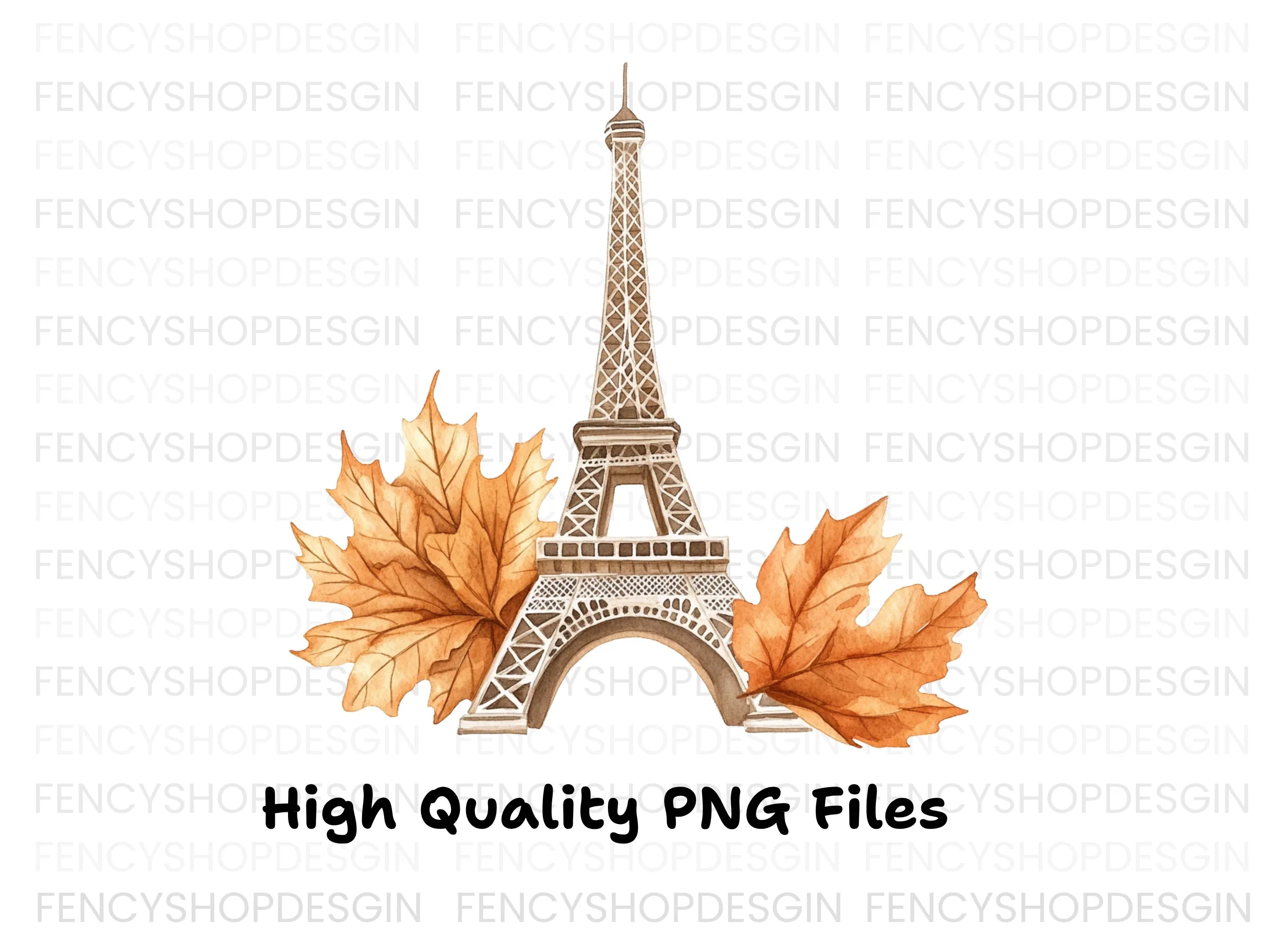 Parisian Fall Eiffel Tower Clipart Bundle