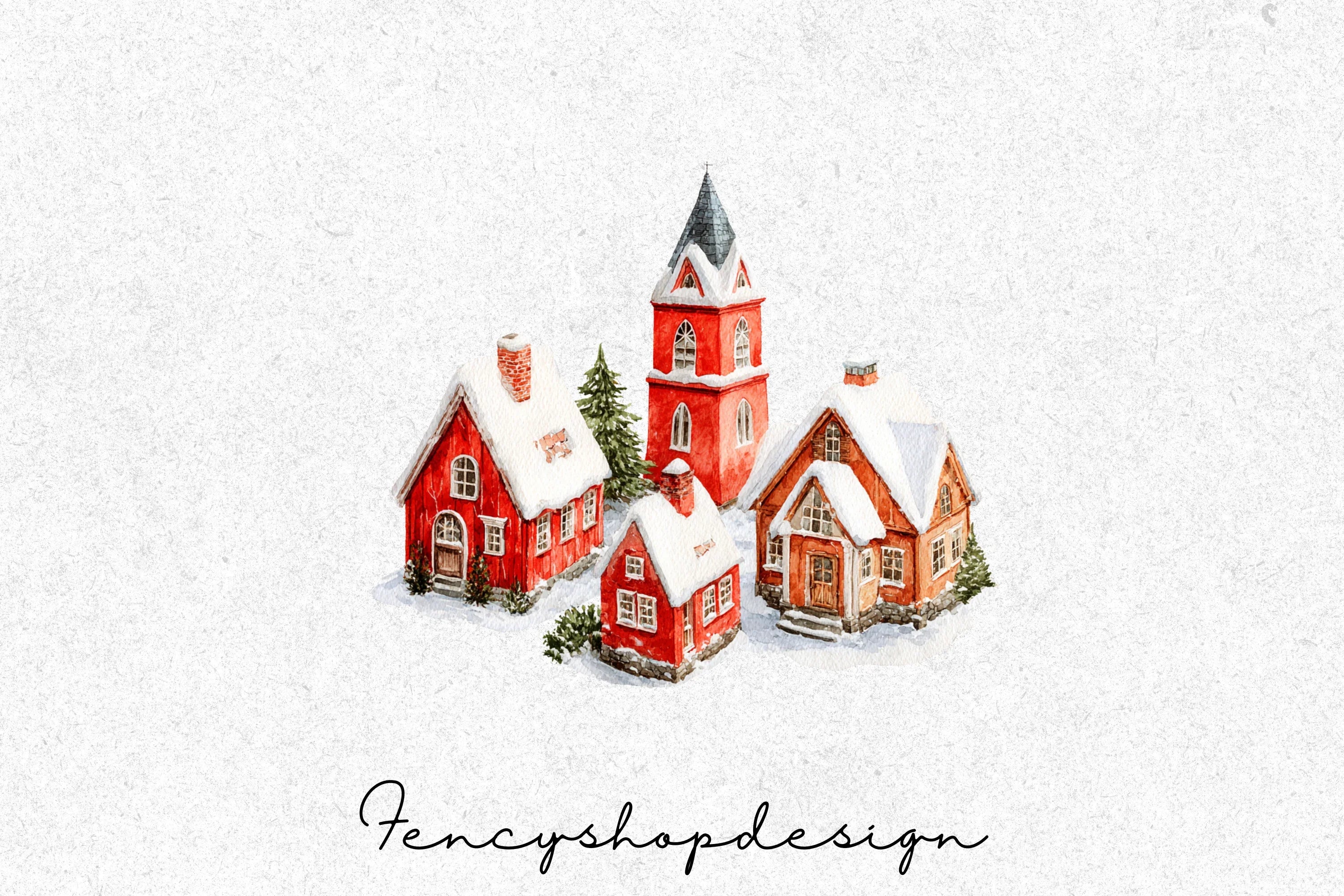 Winter Village Clipart Bundle