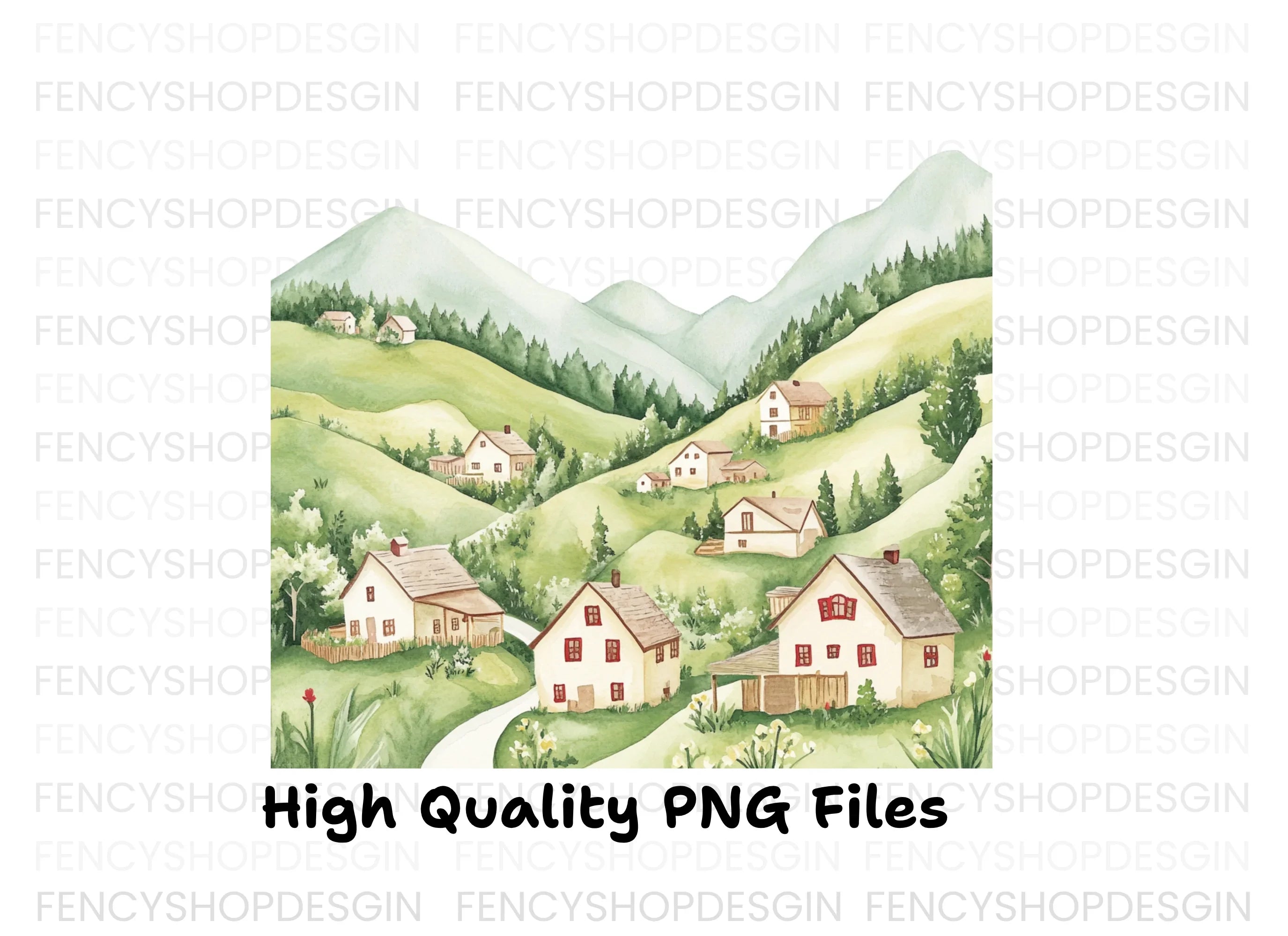 Mountain Village Clipart Bundle