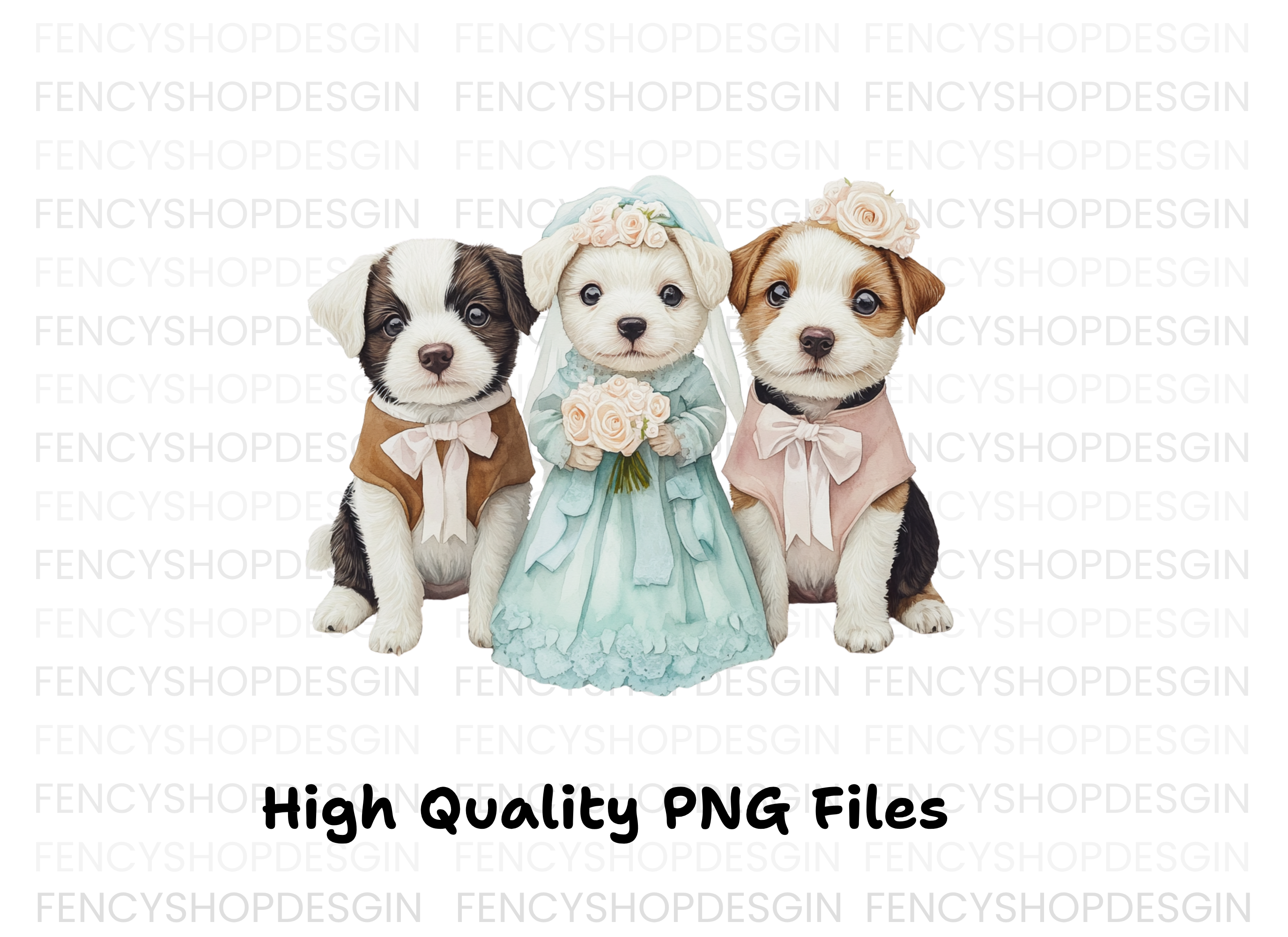 Adorable Puppy Wedding Clipart Bundle