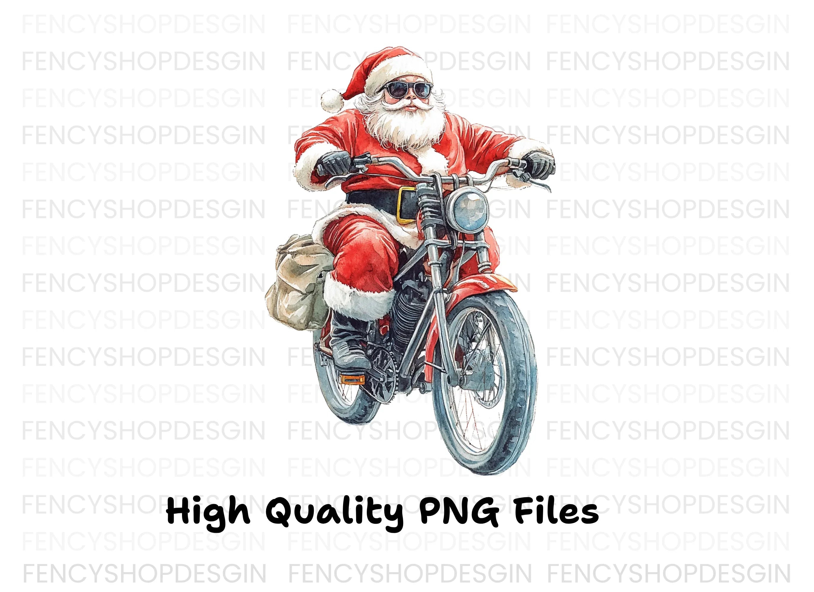 Santa Claus on Motorcycle Clipart Bundle
