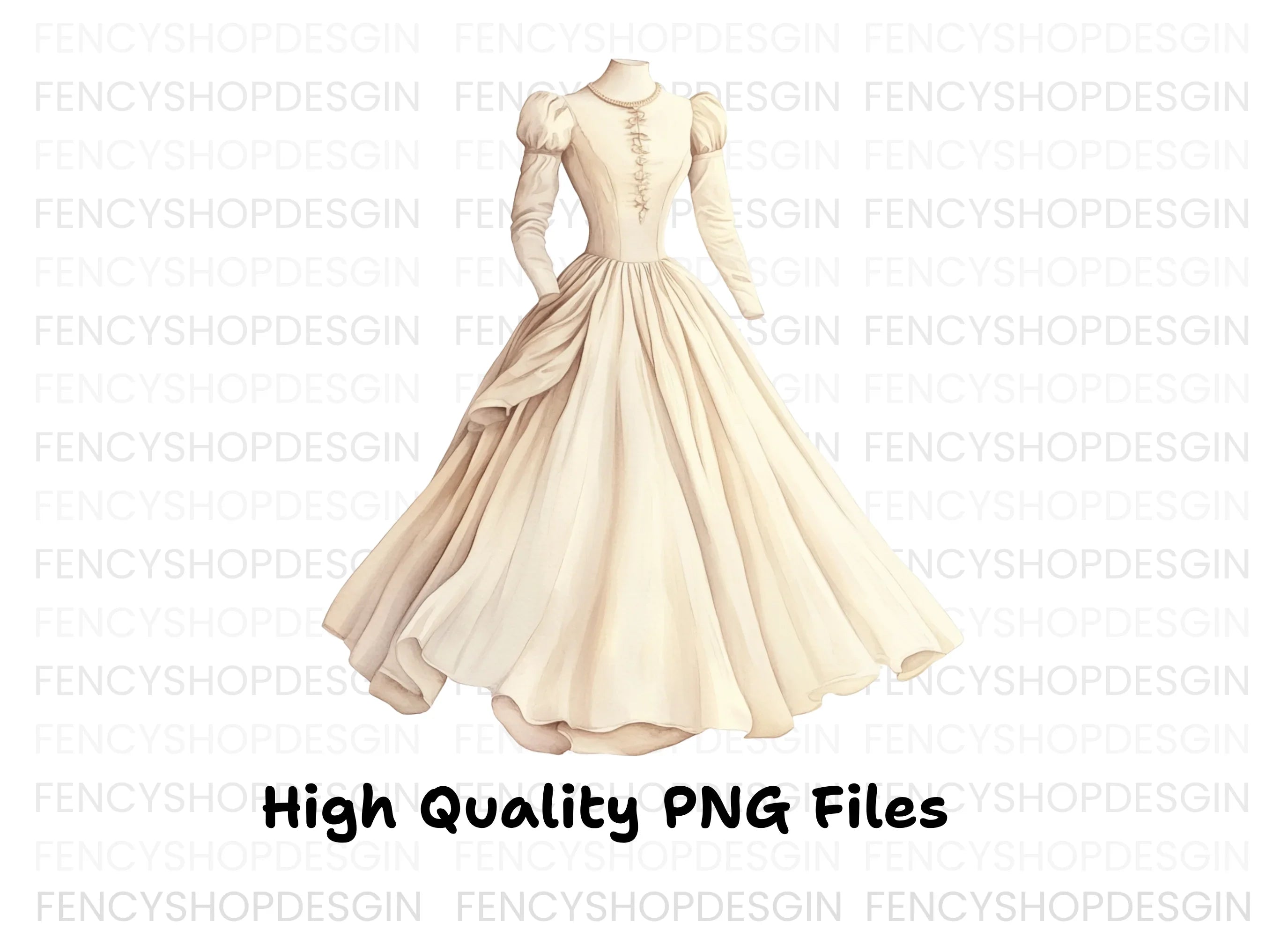 Vintage Wedding Dress Clipart Bundle