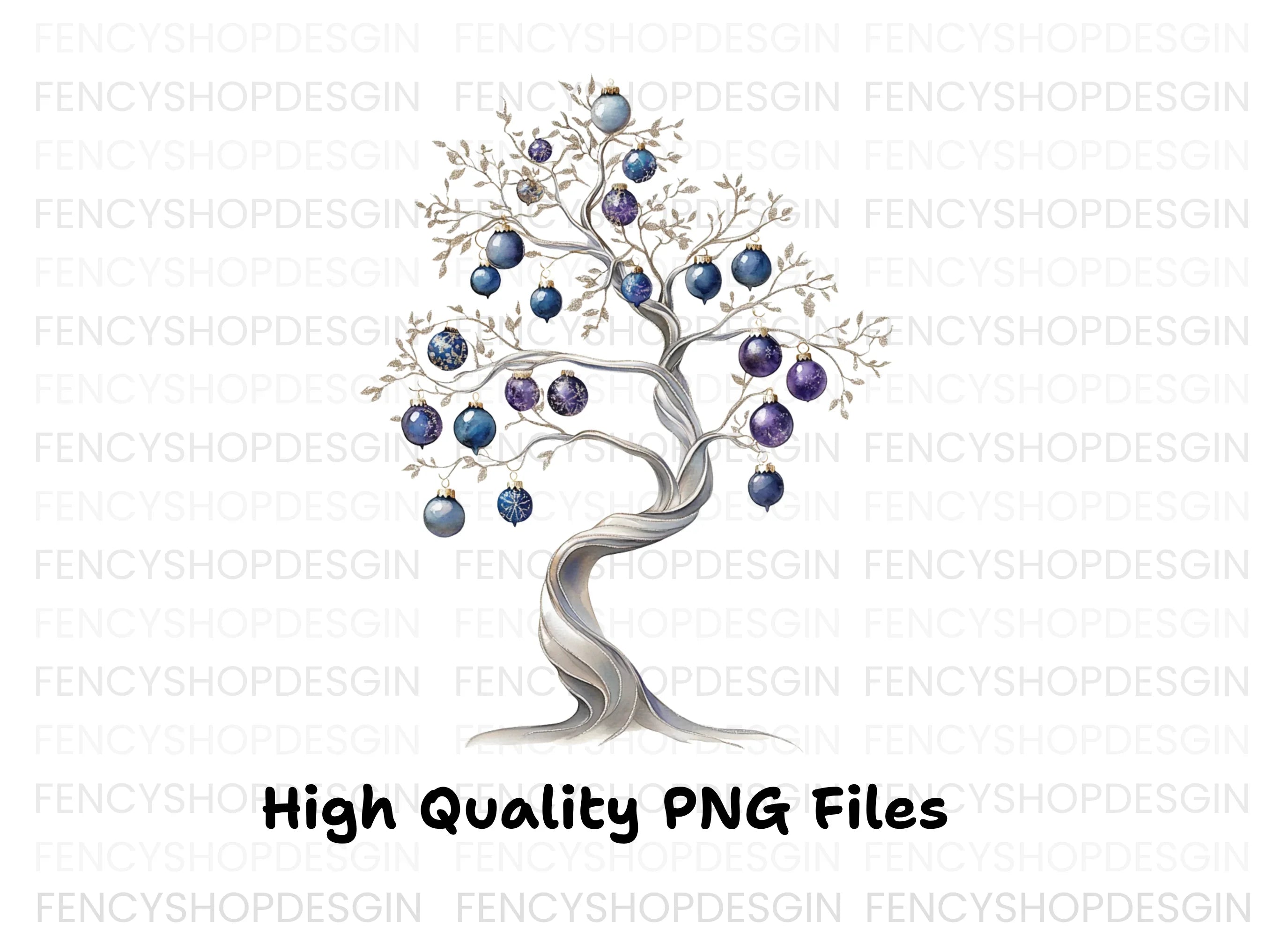 Elegant Winter Tree Clipart Bundle
