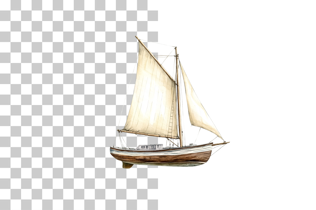 Vintage Sailboat Nautical Scene Clipart Bundle