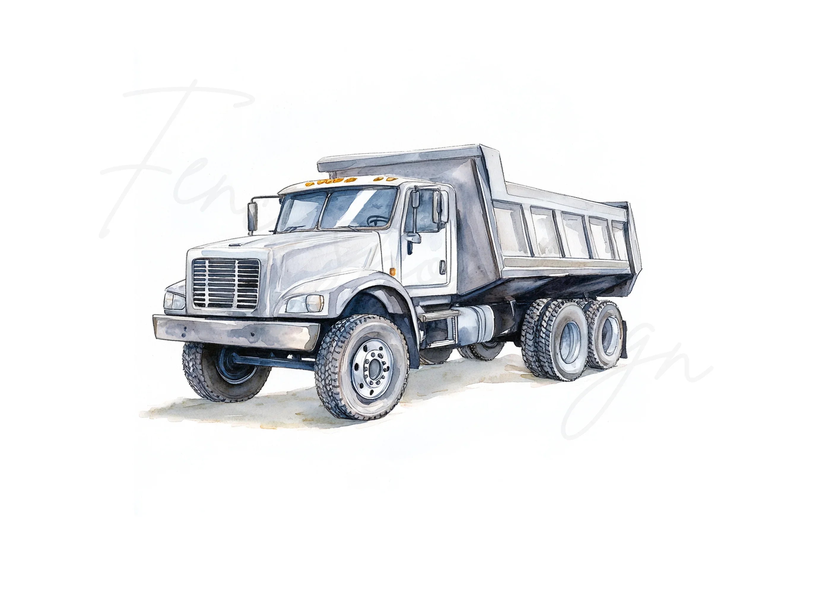 White Dump Truck Clipart Bundle