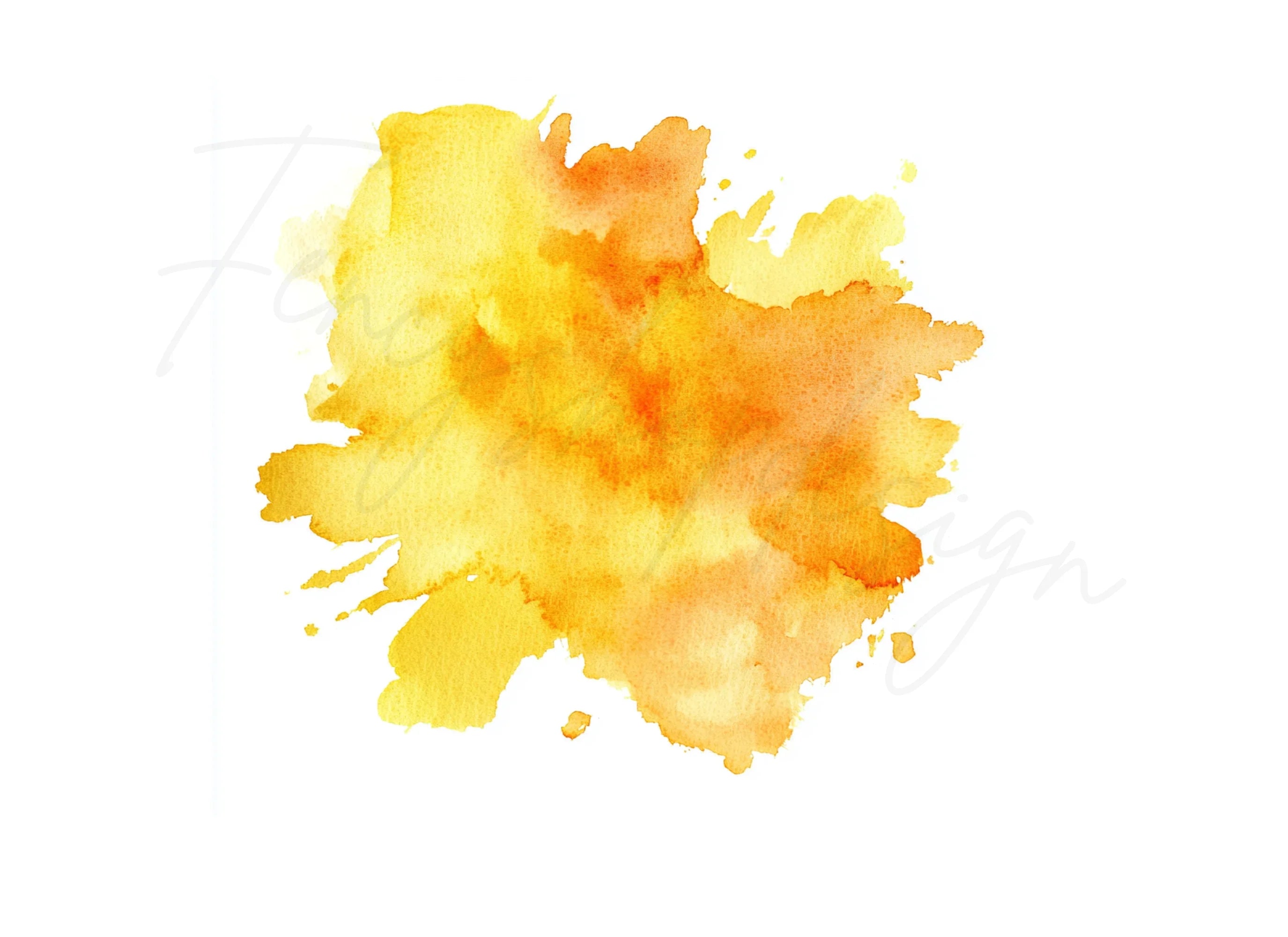Abstract Yellow Orange Splashes Clipart Bundle