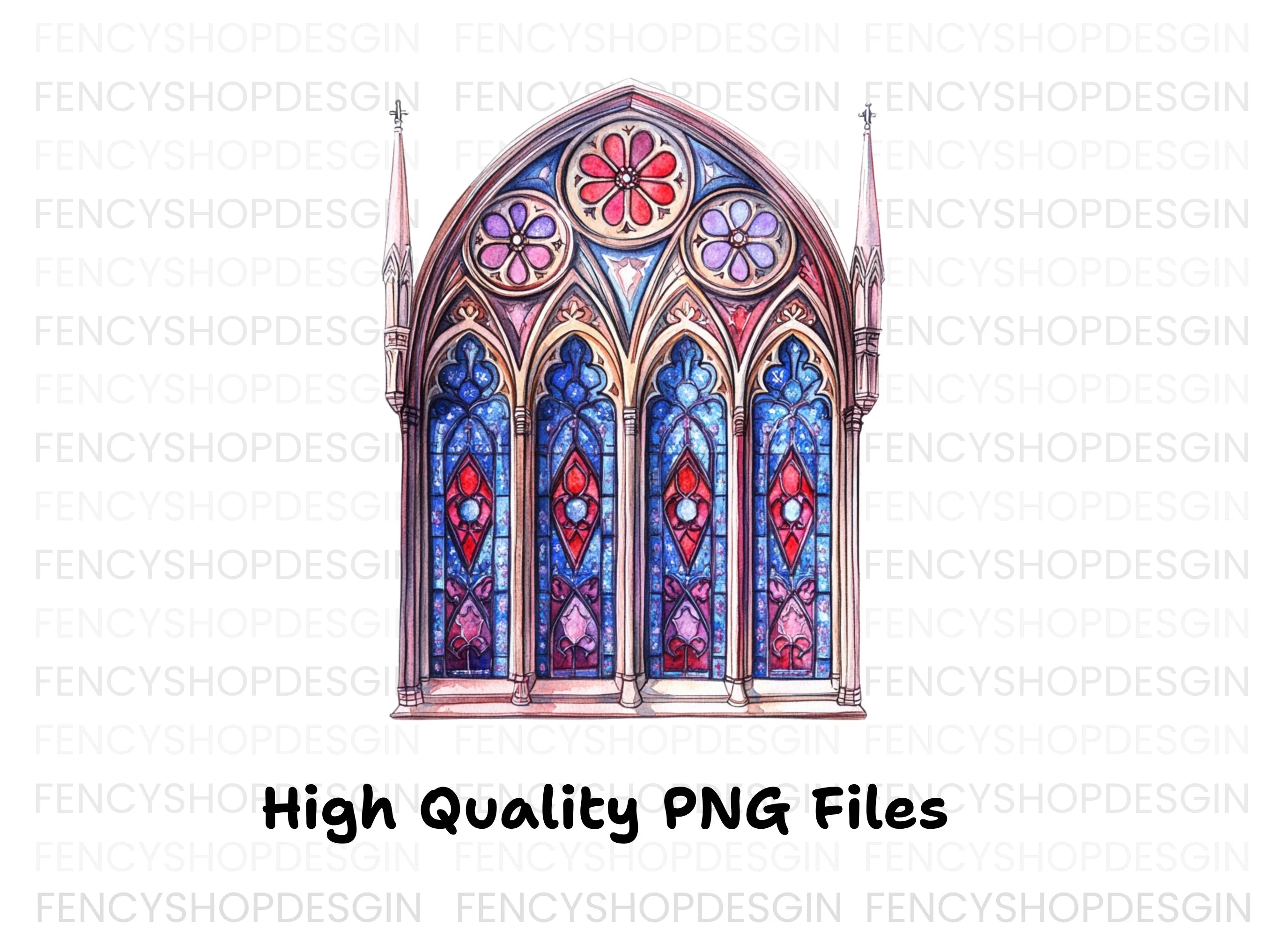 Vibrant Stained Glass Window Clipart Bundle