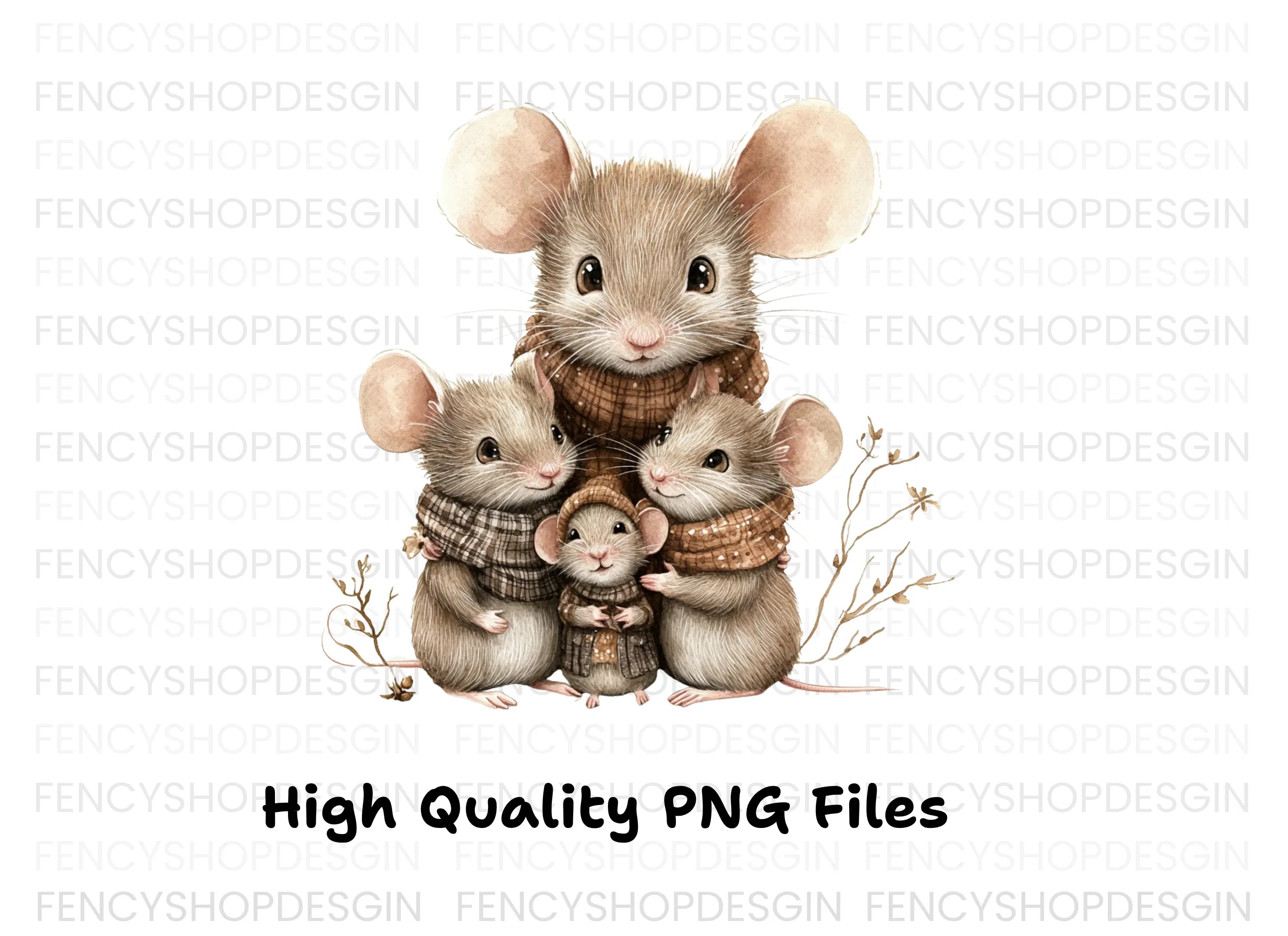 Cute Mouse Family Clipart Bundle