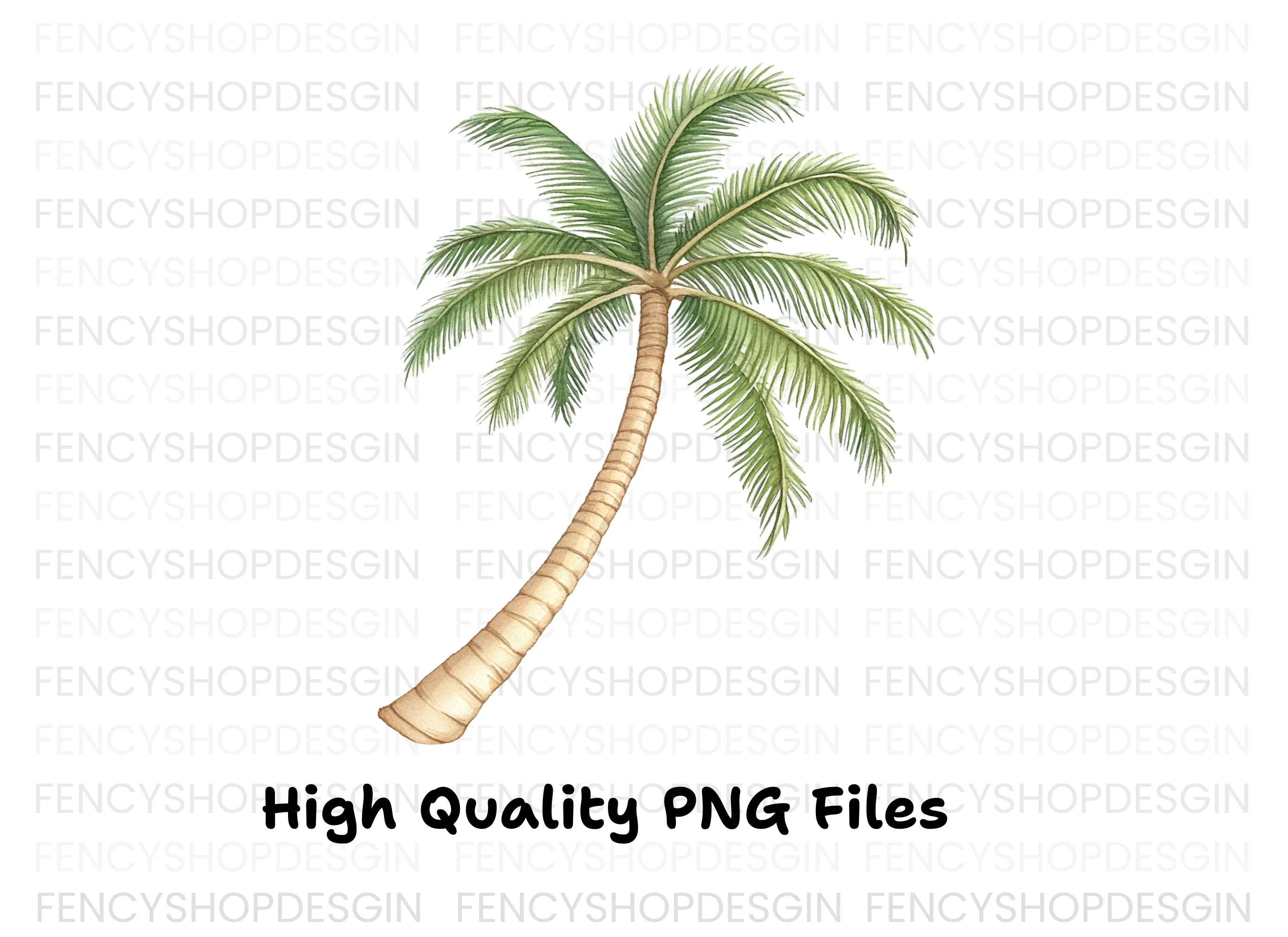 Leaning Palm Trees Clipart Bundle