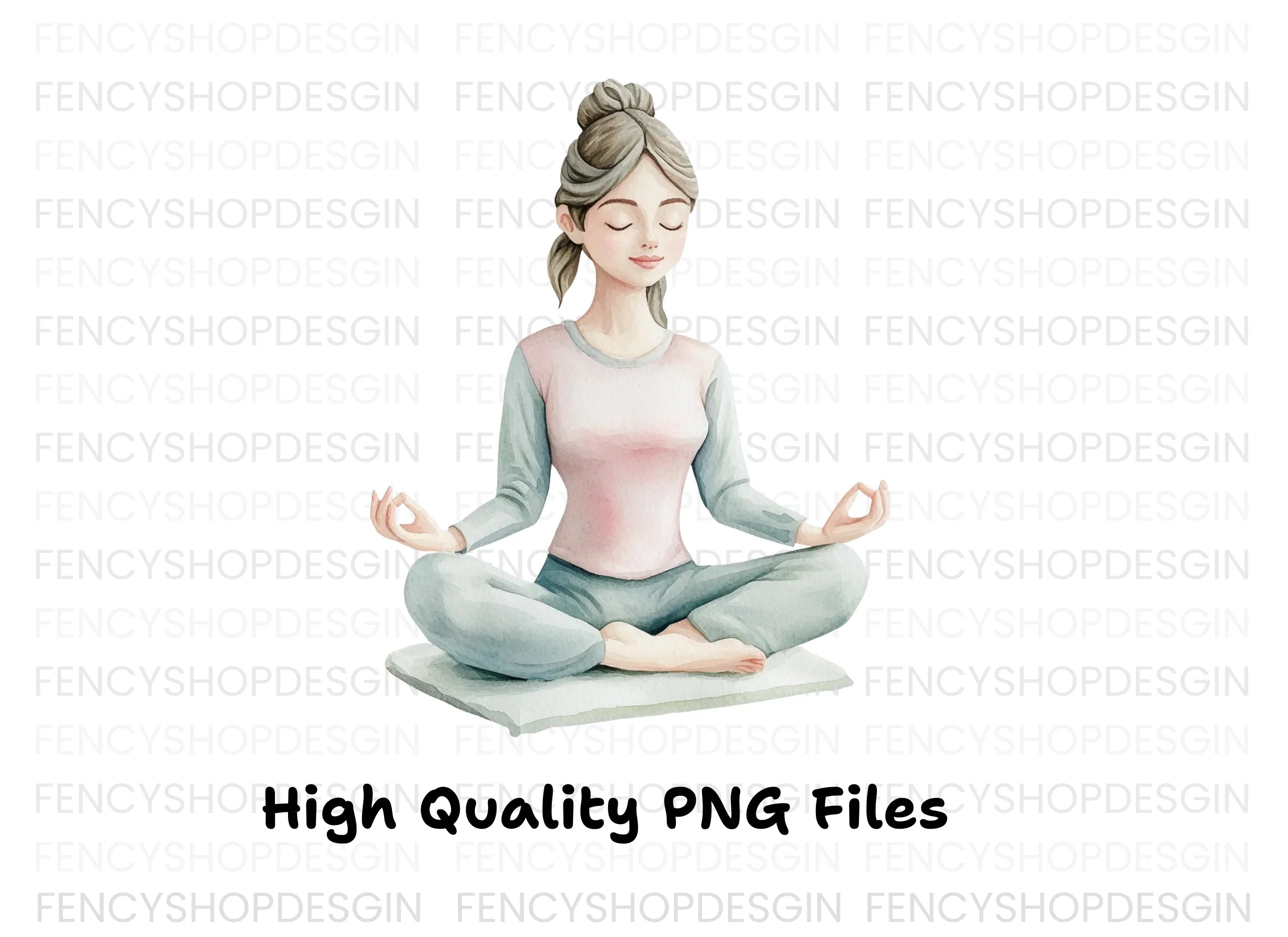 Meditating Women Yoga Clipart Bundle