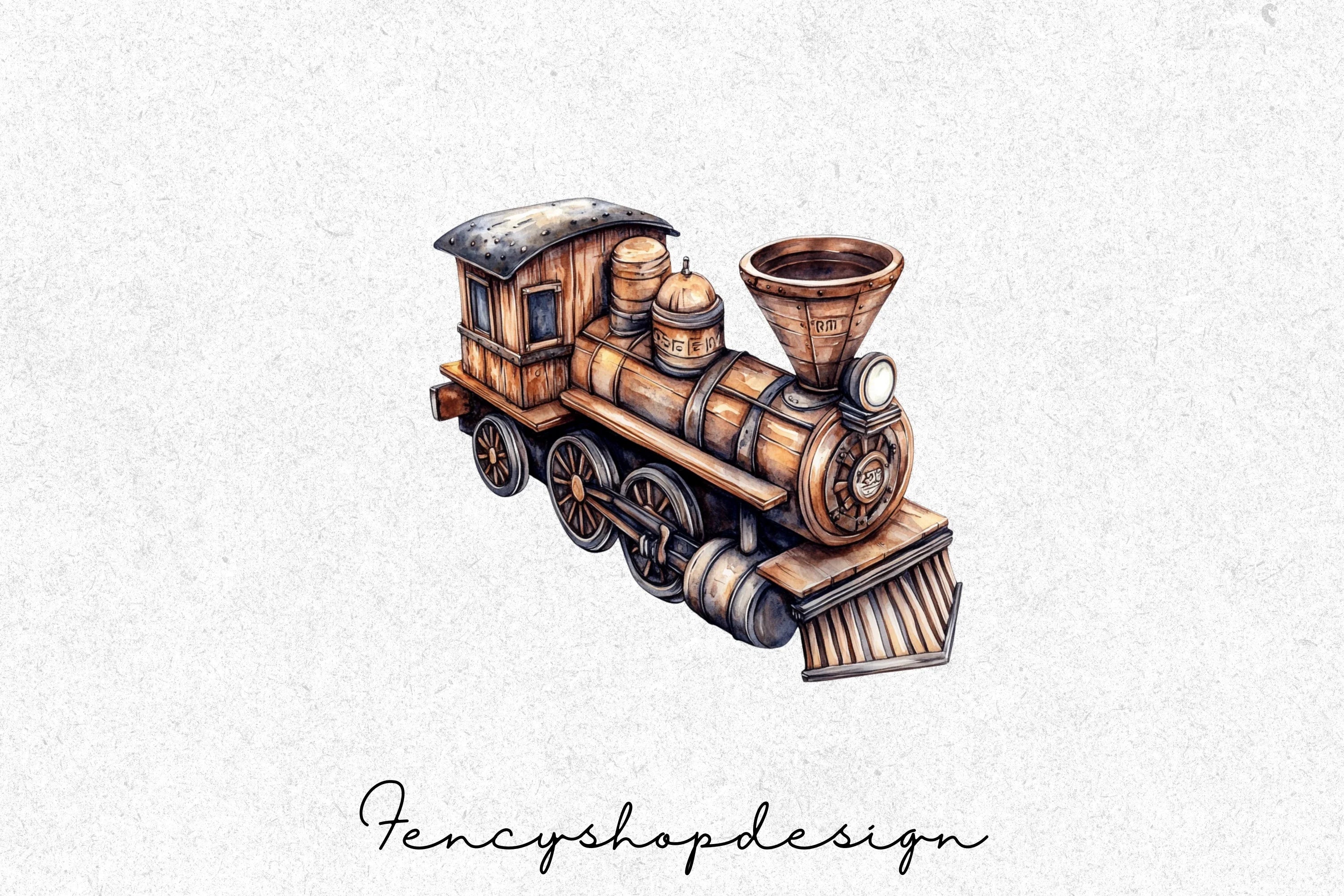 Vintage Train Clipart Bundle